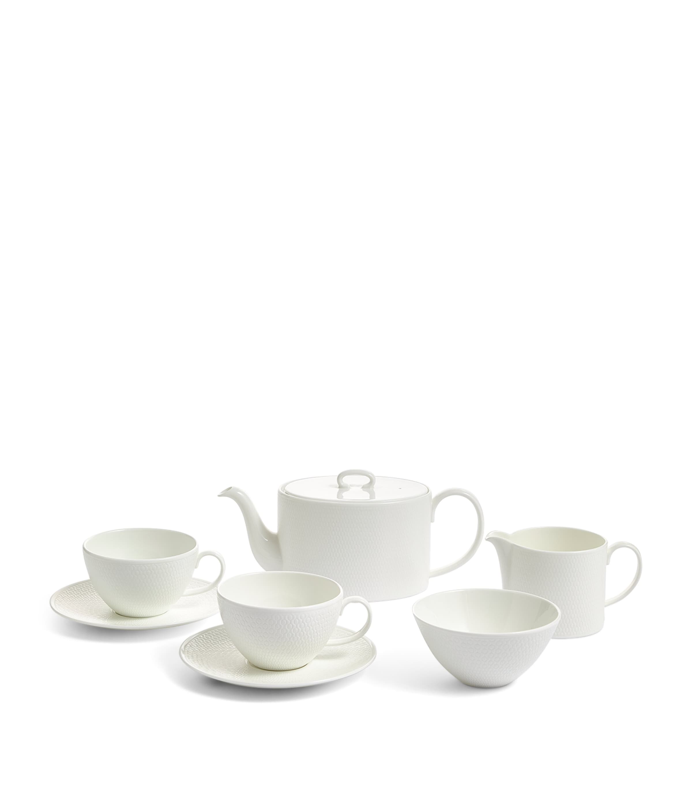Wedgwood Gio 7-Piece Tea Set | Dining | Tableware | Tea Cups & Saucers | Teapots | Tea Sets | Designers | Wedgwood | Dining Room