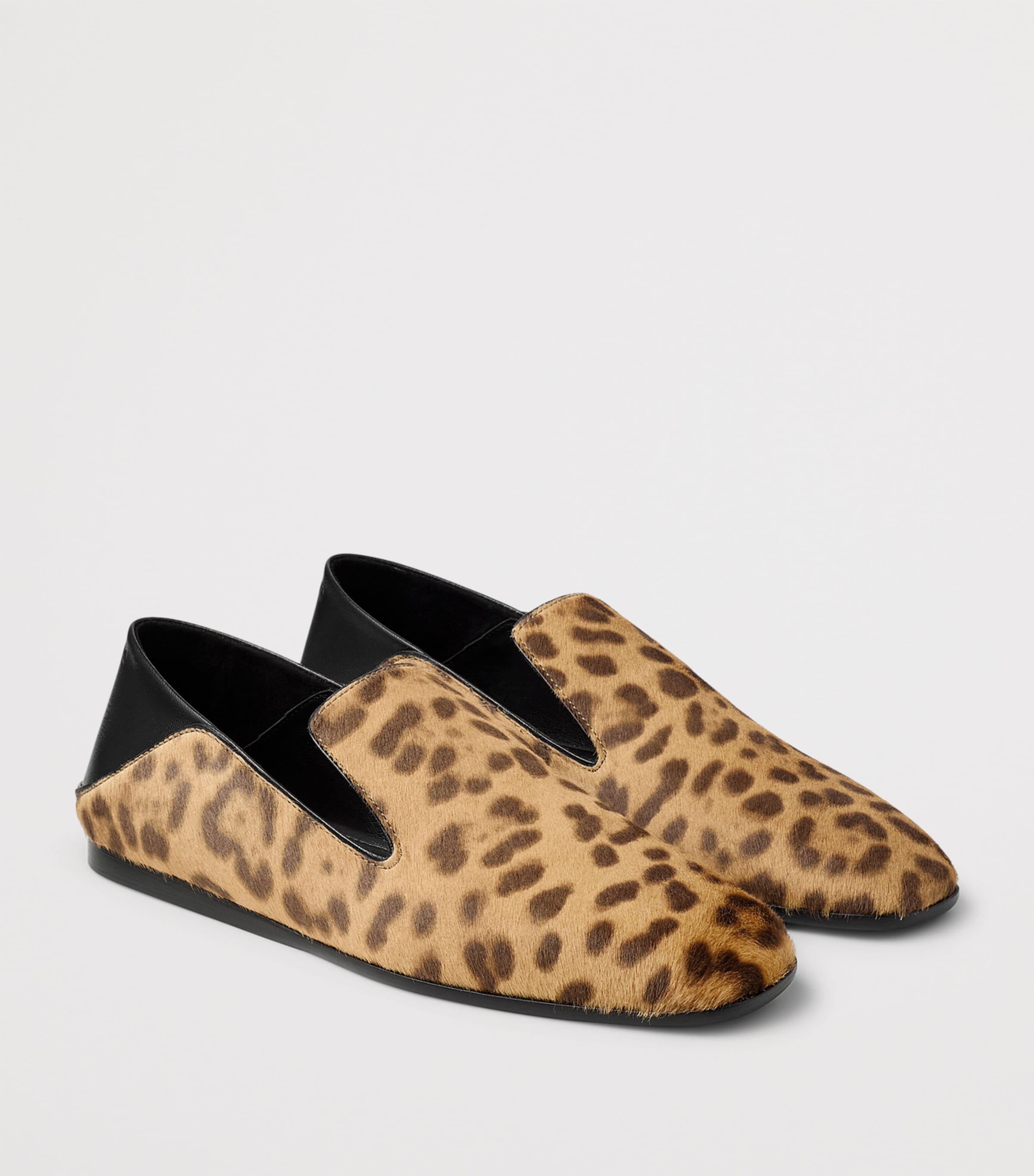 Eliot Calf Leather Leopard Print Slippers NATURAL Image 2