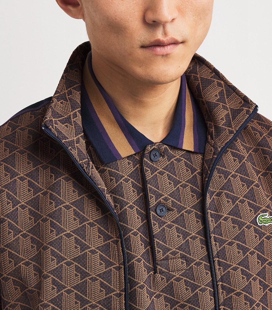 Jacquard Logo Polo Shirt BROWN Image 6