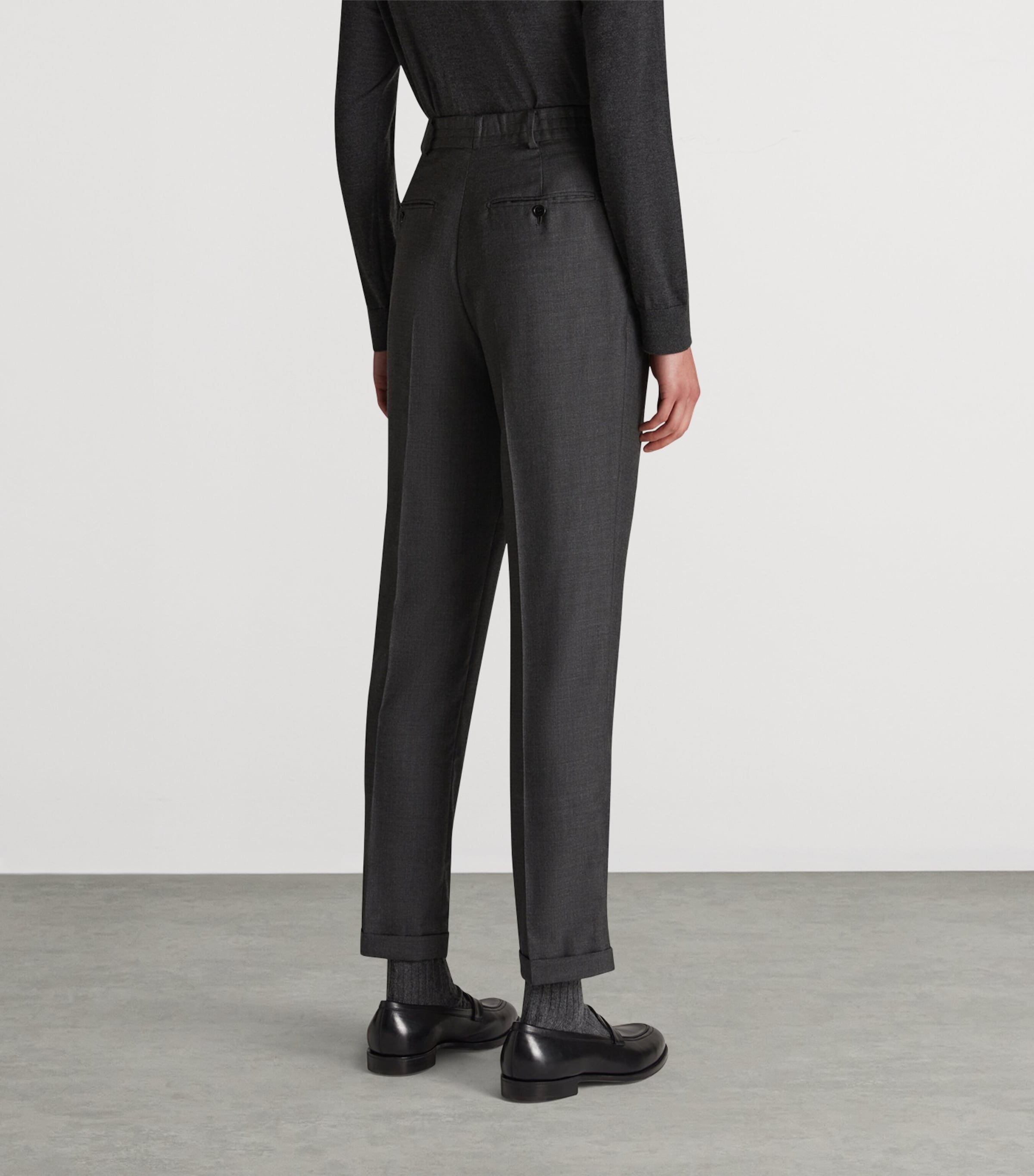 Cashmere Double Pleated Trousers 037MID GREY Image 4