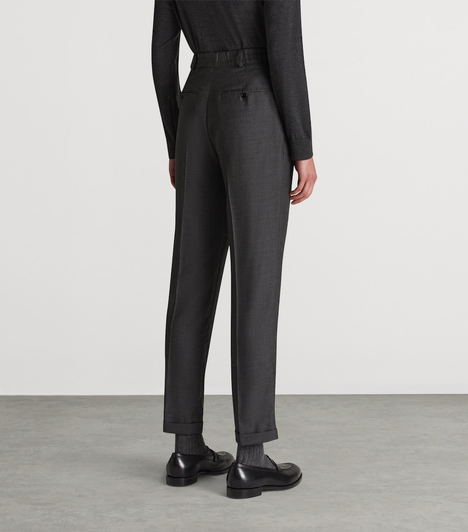 Cashmere Double Pleated Trousers 037MID GREY Image 4