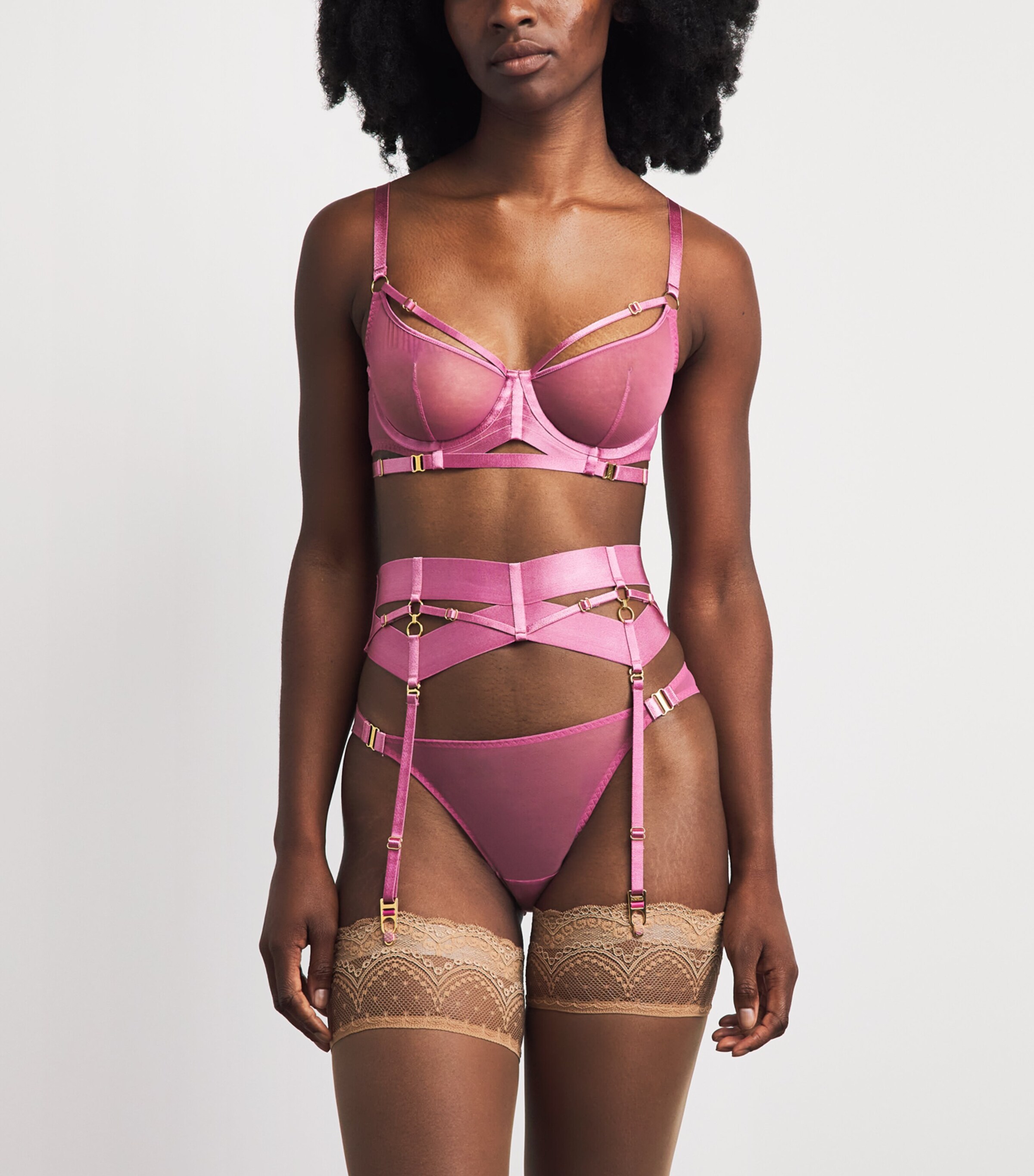 Bordelle Womens Zenna Suspender Belt Raspberry Image 2