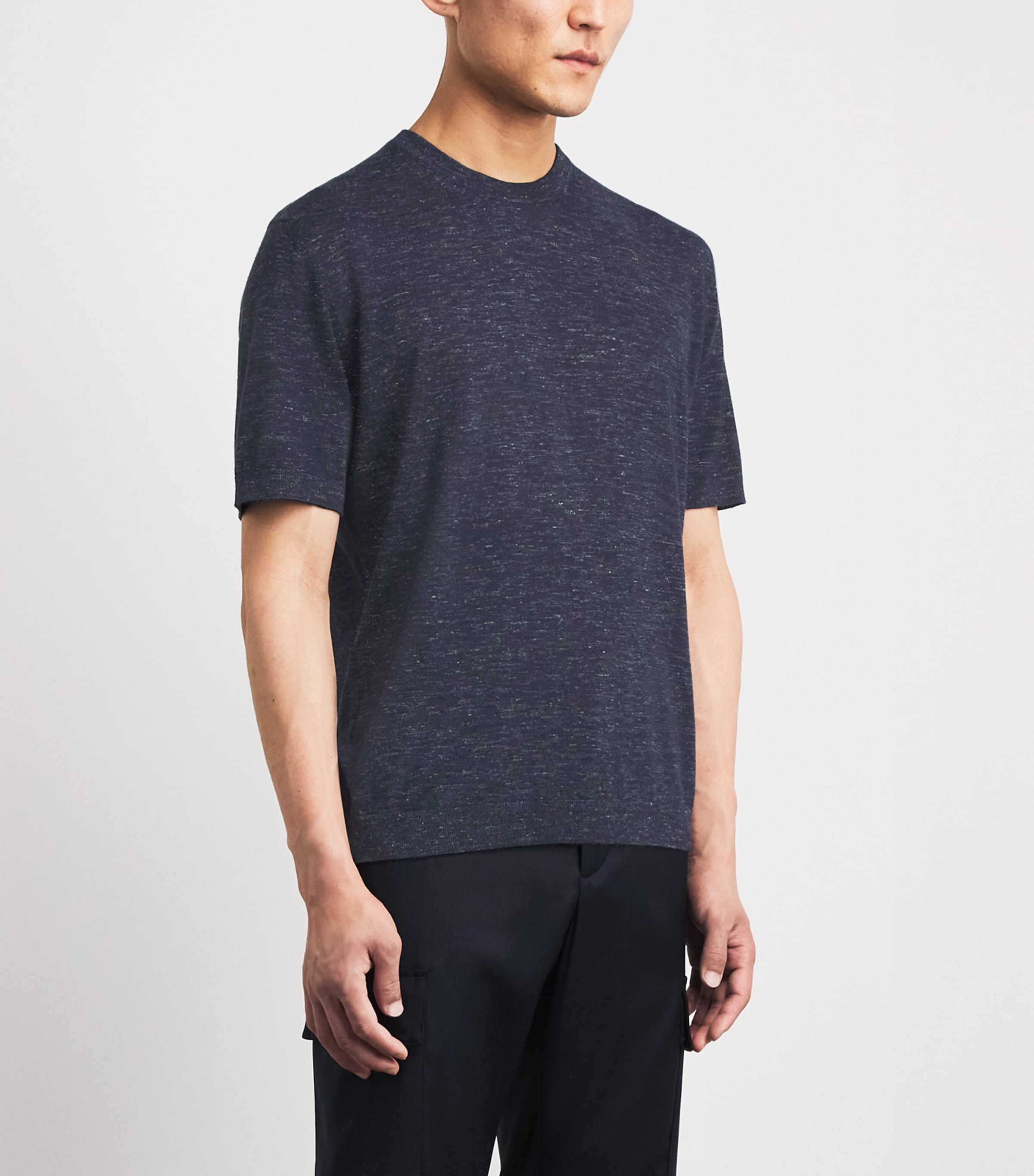 Paul & Shark Mens Silk-Cashmere-Linen T-Shirt Blue Image 4