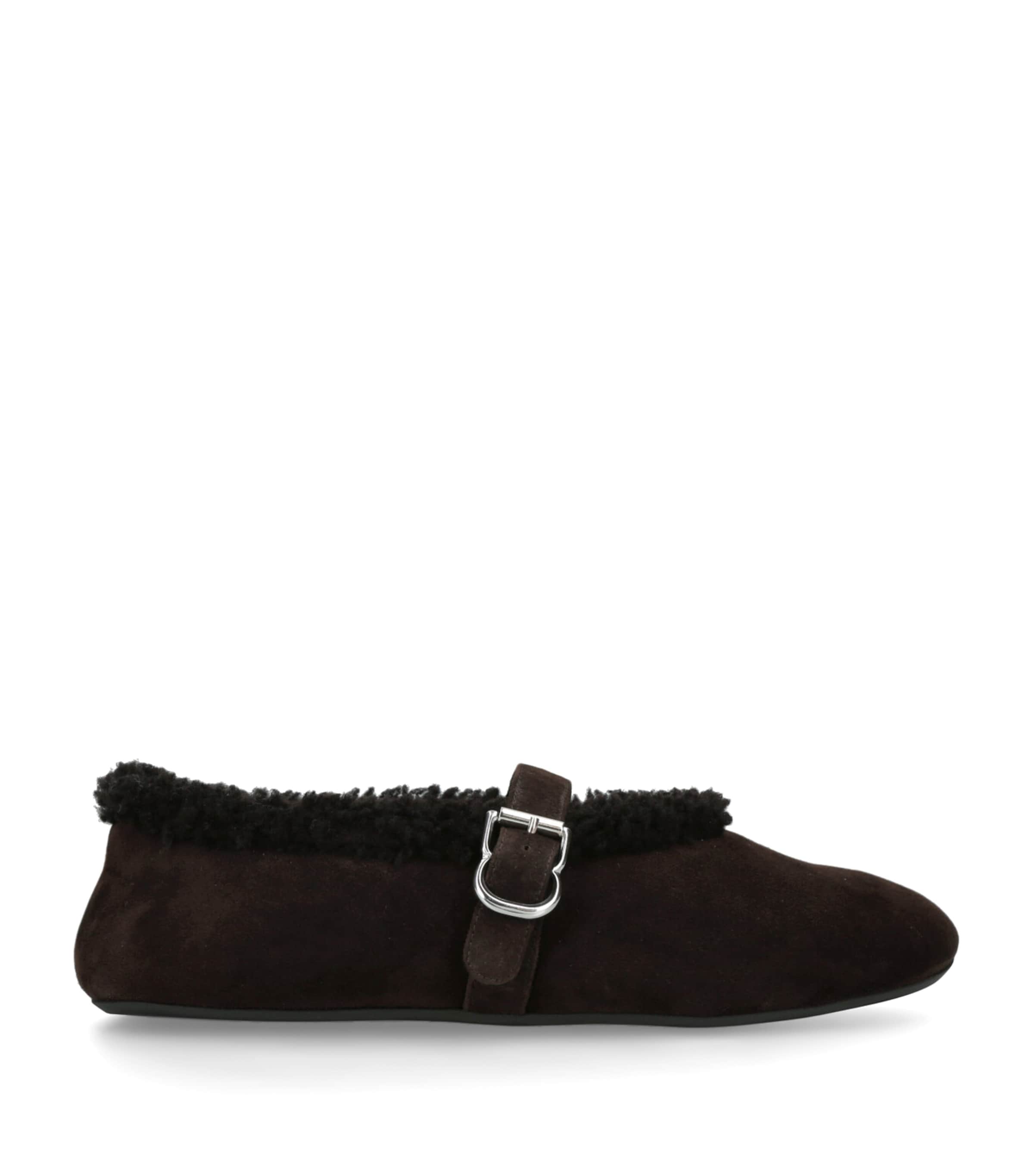 Shearling Ballet Flats DARK BROWN Image 1