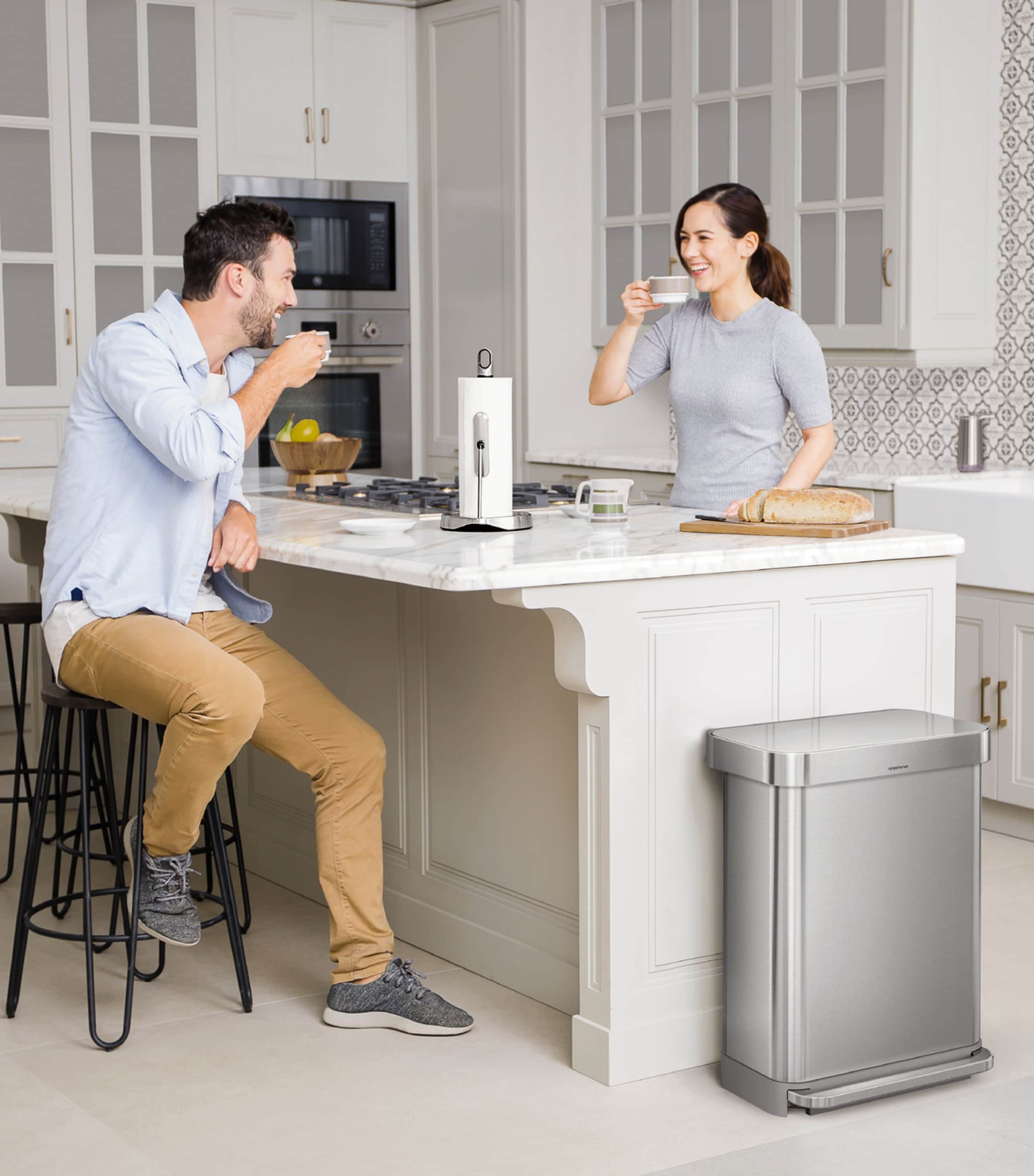 Rectangular Brushed Steel Pedal Bin (55L) BRUSHED STEEL Image 6