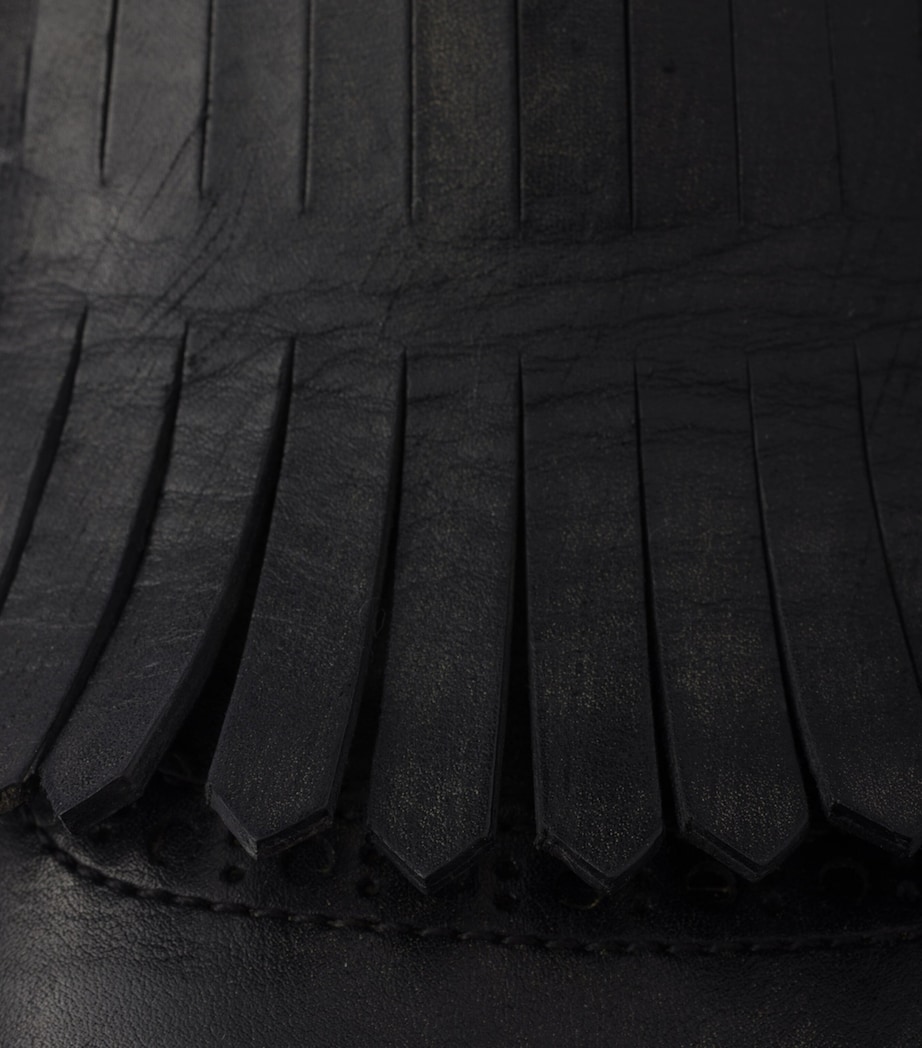 Leather Fringed Shuffle Loafers F0002 Image 7