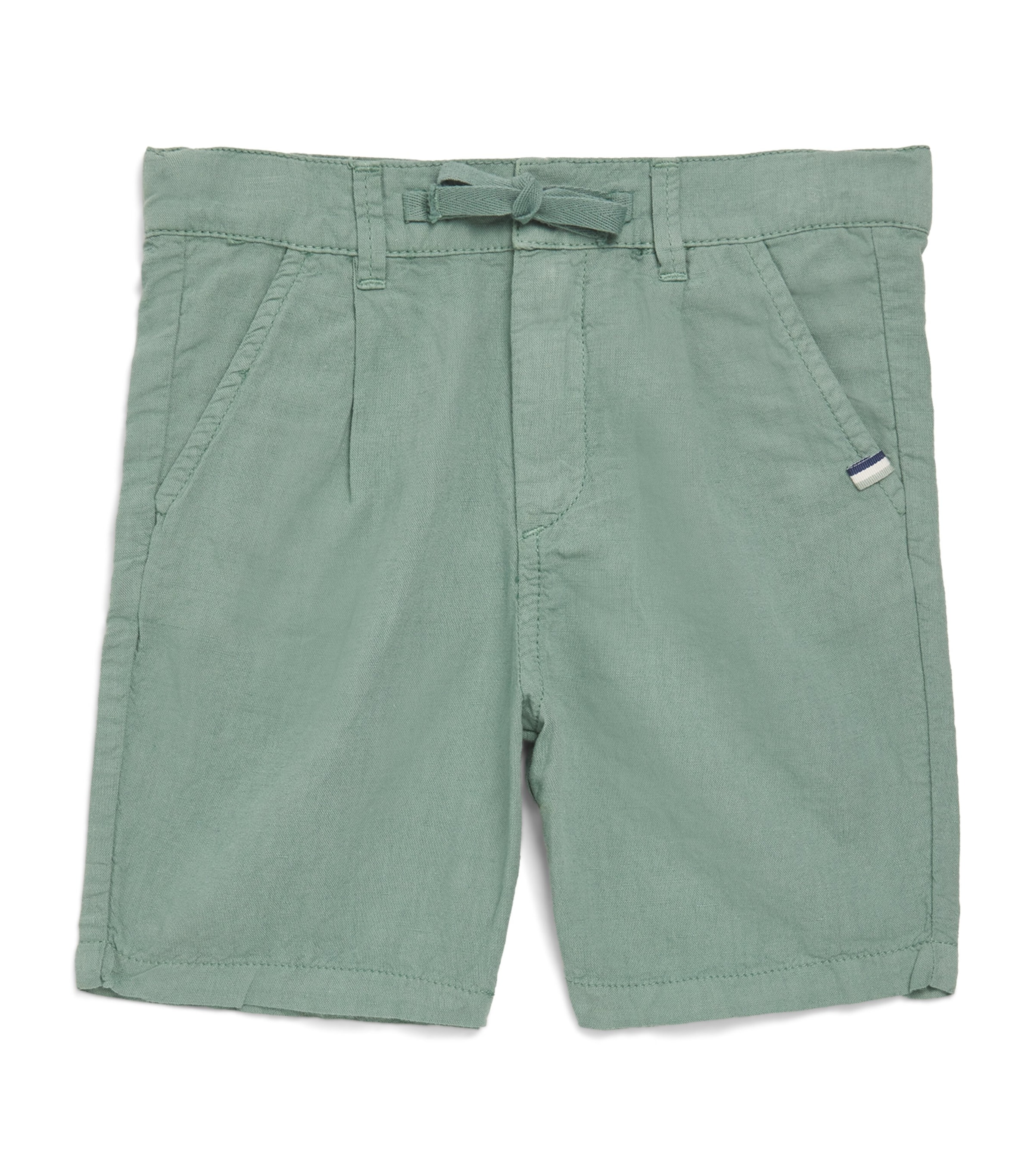 J & Josh Kids' Linen-cotton Bermuda Shorts In Green