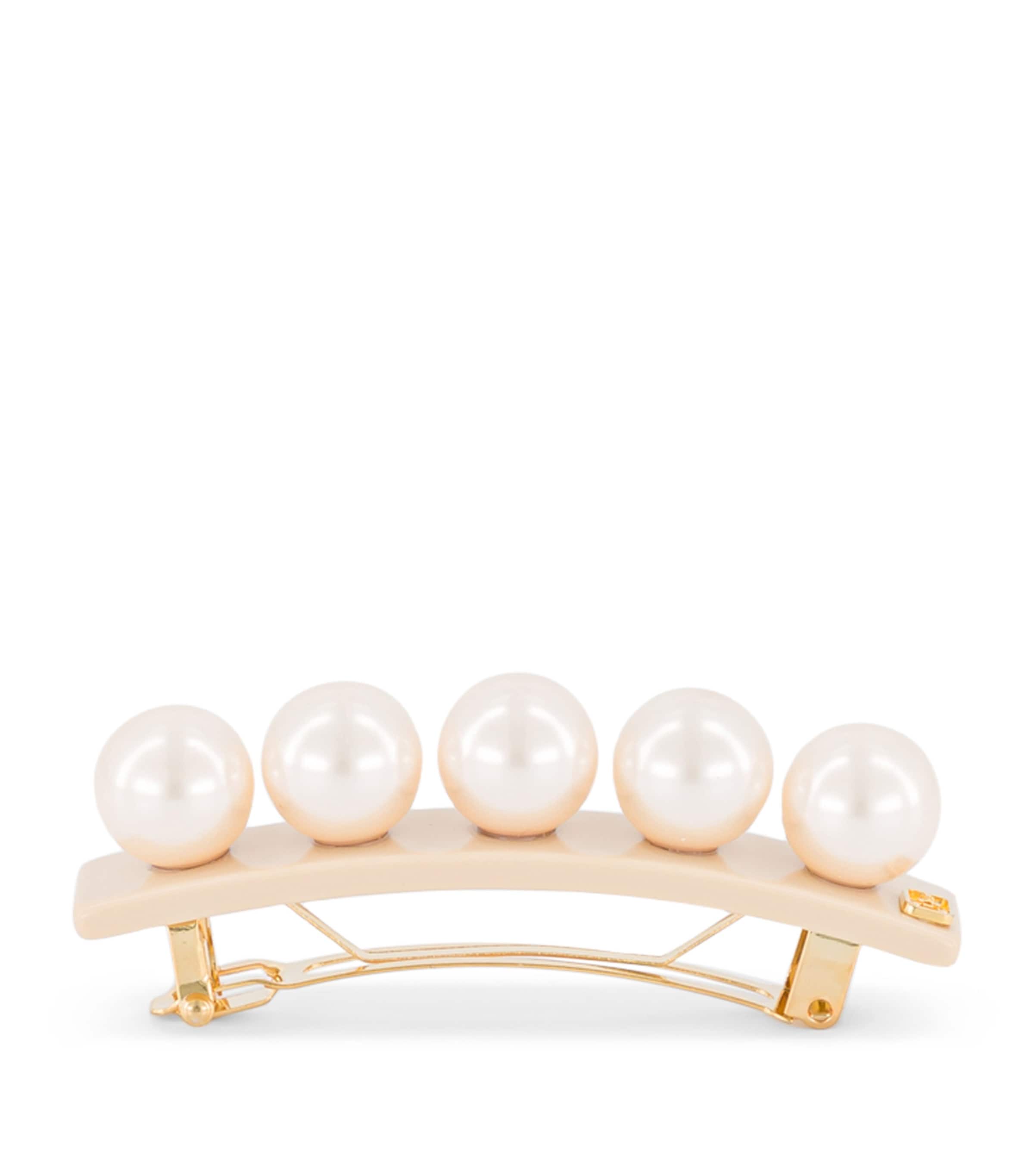 Alexandre De Paris Oversize Pearl-detail Slide Hair Clip In Orange