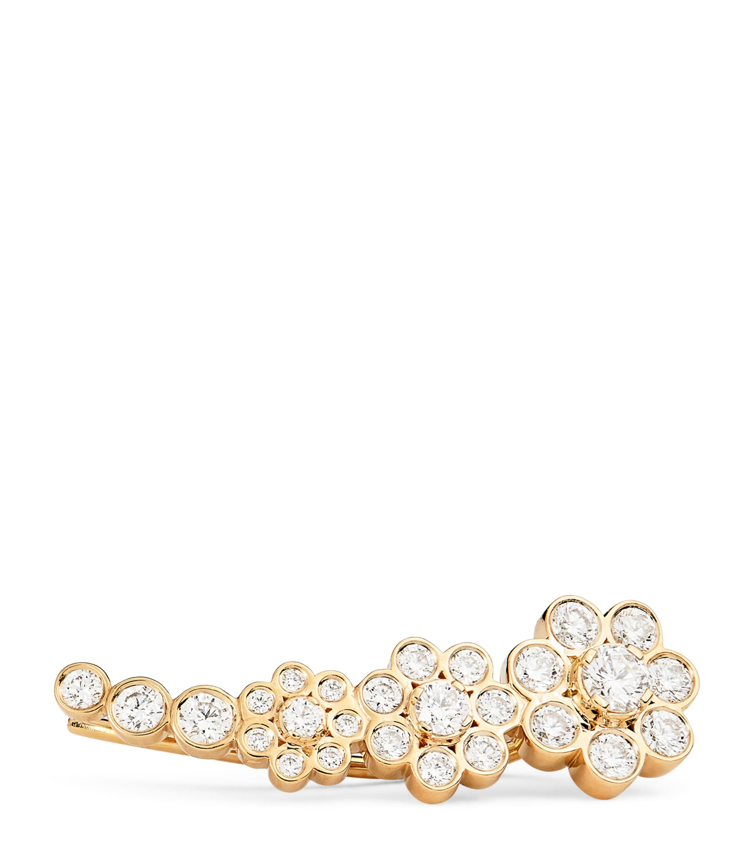 Yellow Gold and Diamond Left Croissant Fleur Single Earring YELLOW GOLD Image 1