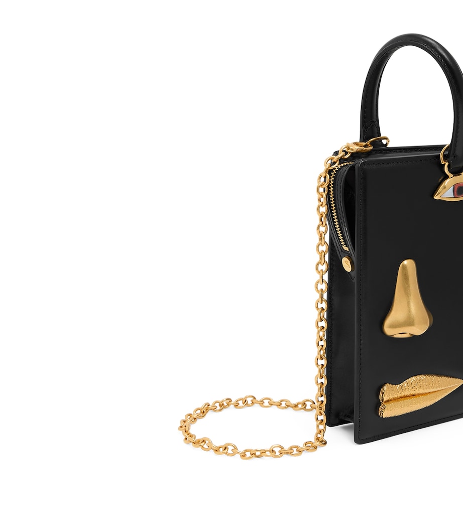 Leather Face Phone Clutch Bag 999 BLACK Image 3