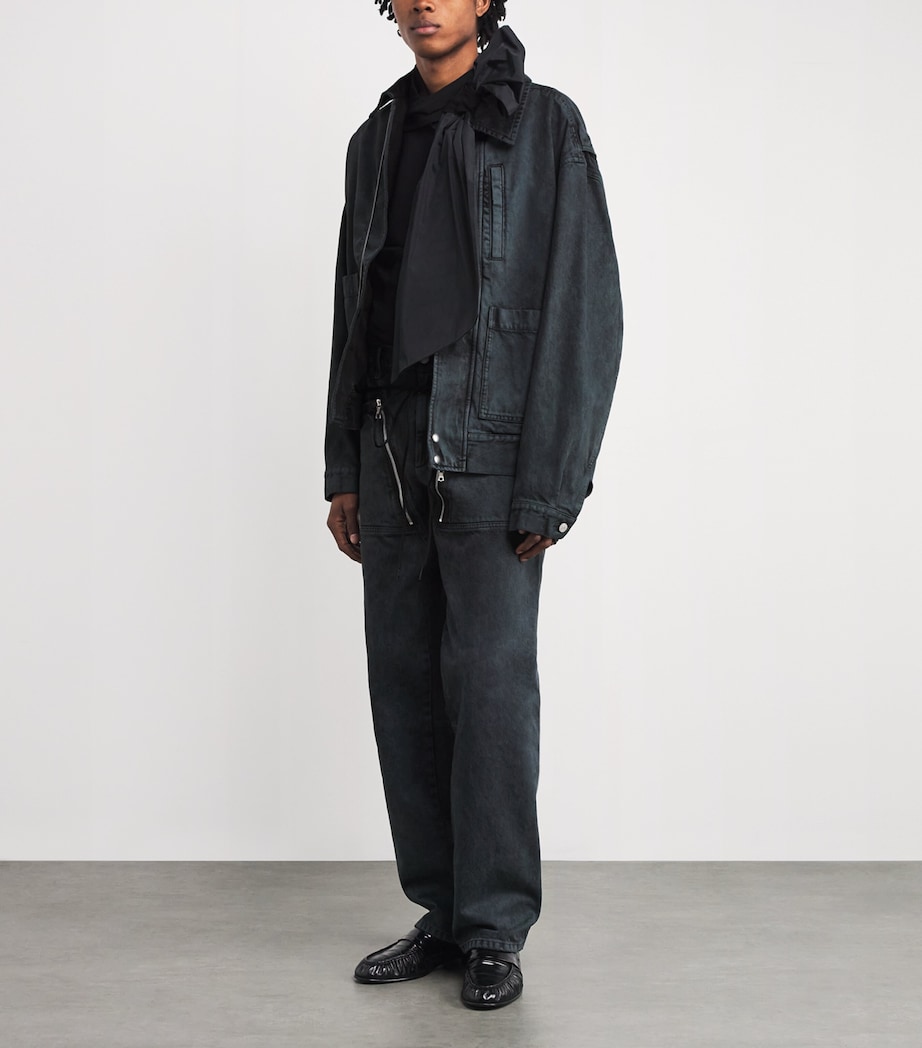 Denim Overdyed Workwear Jacket PETROL 508 Image 2