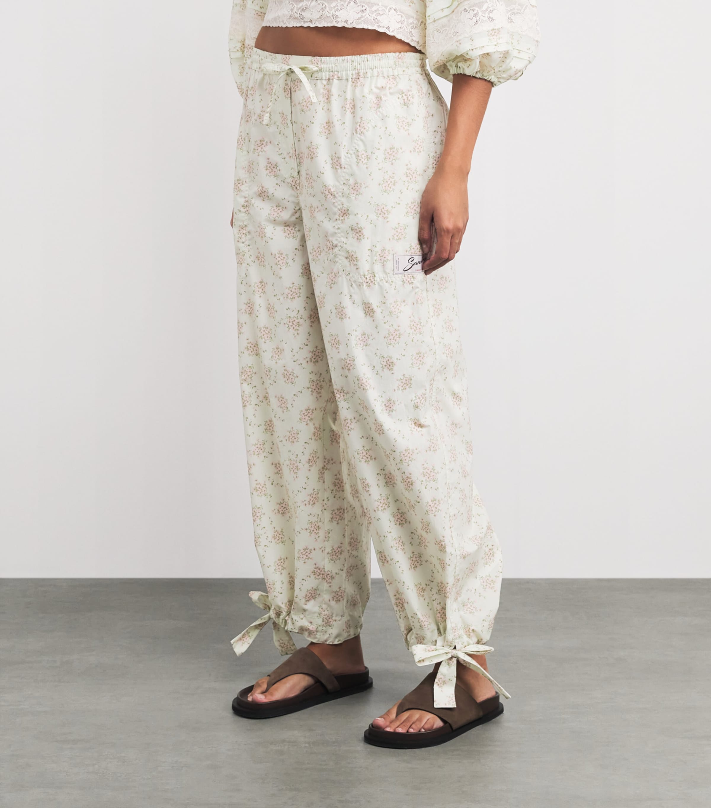 Sandro Paris Womens Floral Wide-Leg Trousers Pink / Green Image 4