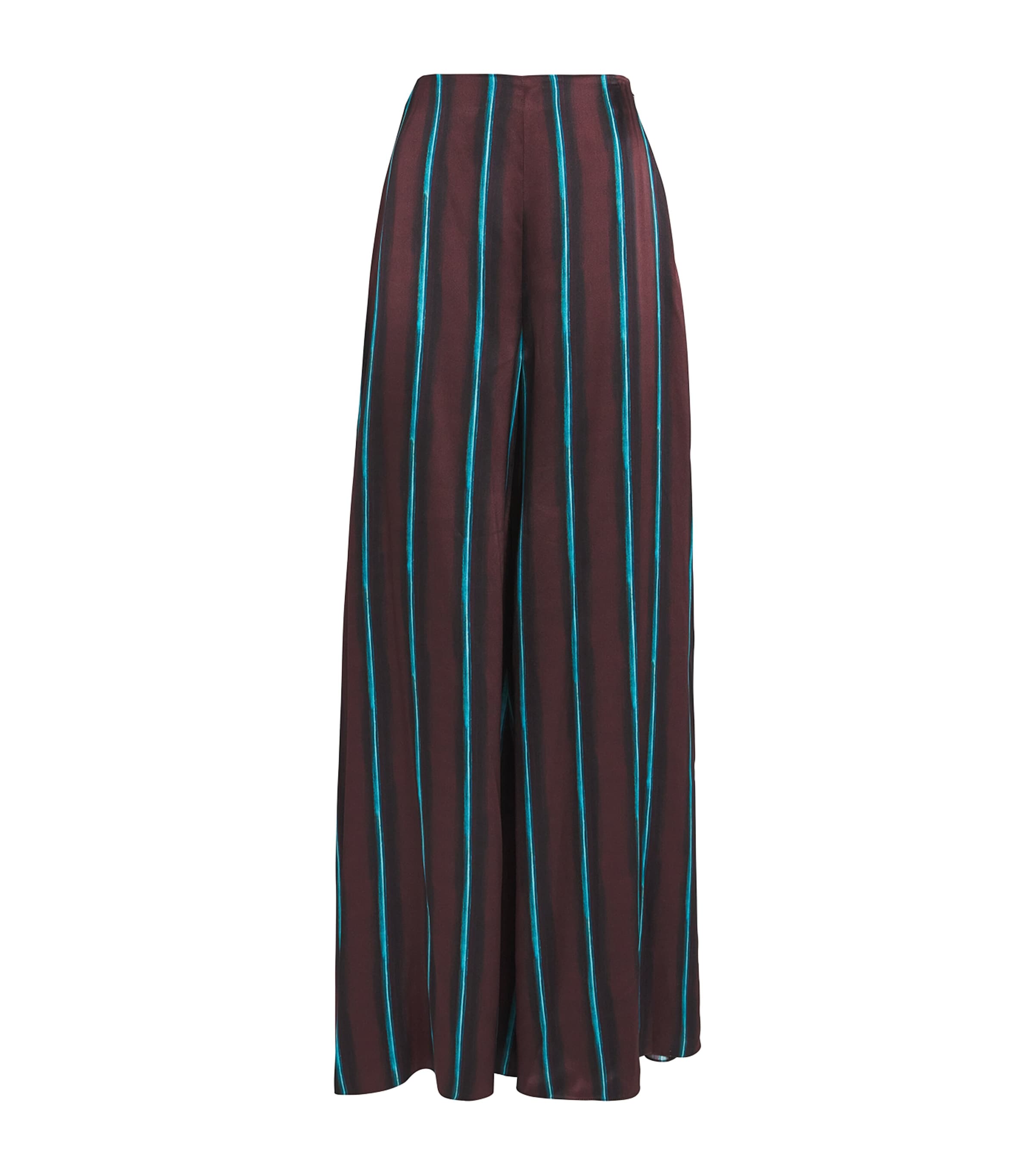 Roksanda Arneau Striped Silk-satin Wide-leg Pants In Burgundy