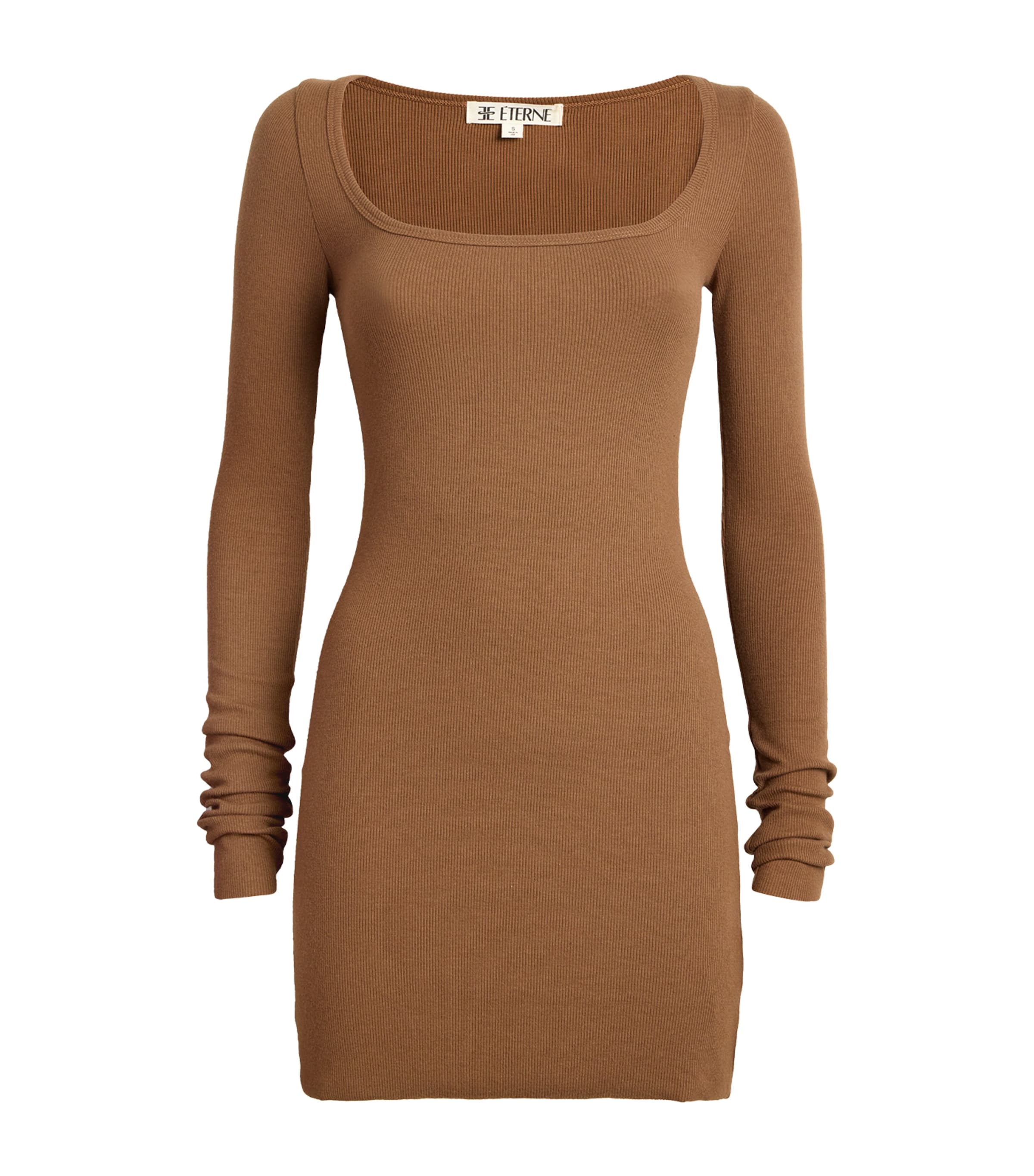 Shop Éterne Cotton-modal Mini Dress In Brown