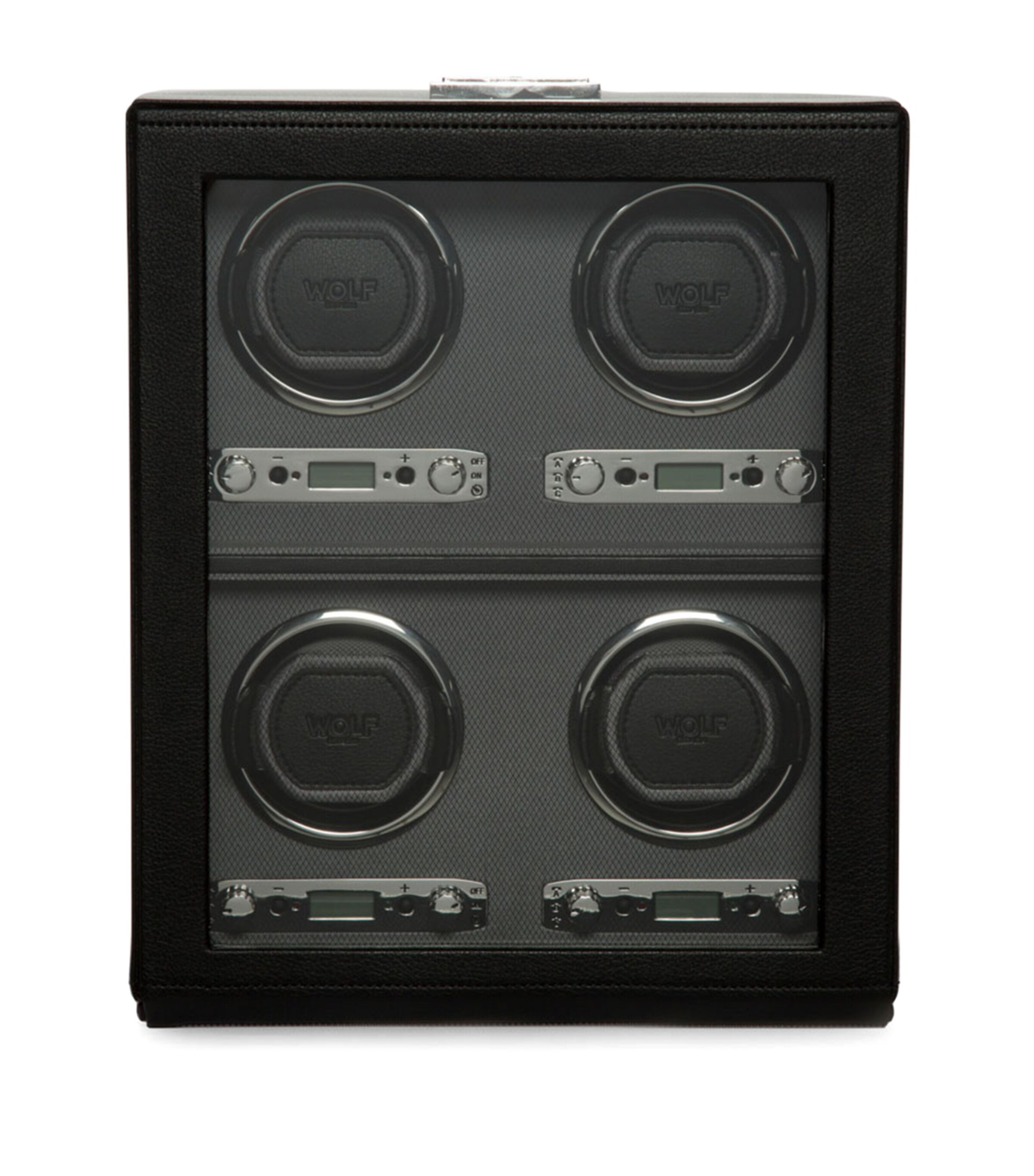 WOLF Vegan Leather Classic 4-Piece Watch Winder Black Image 1