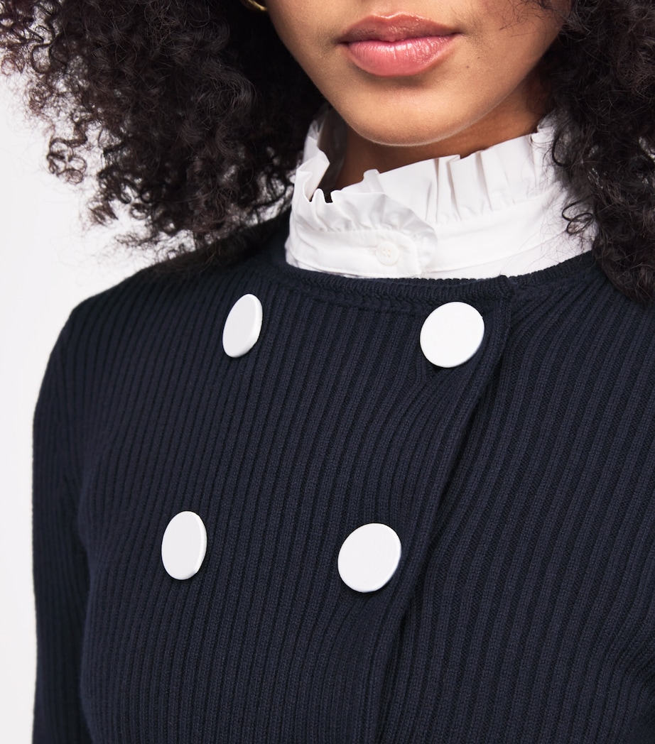 Wool-Blend Double-Breasted Cardigan NAVY Image 6