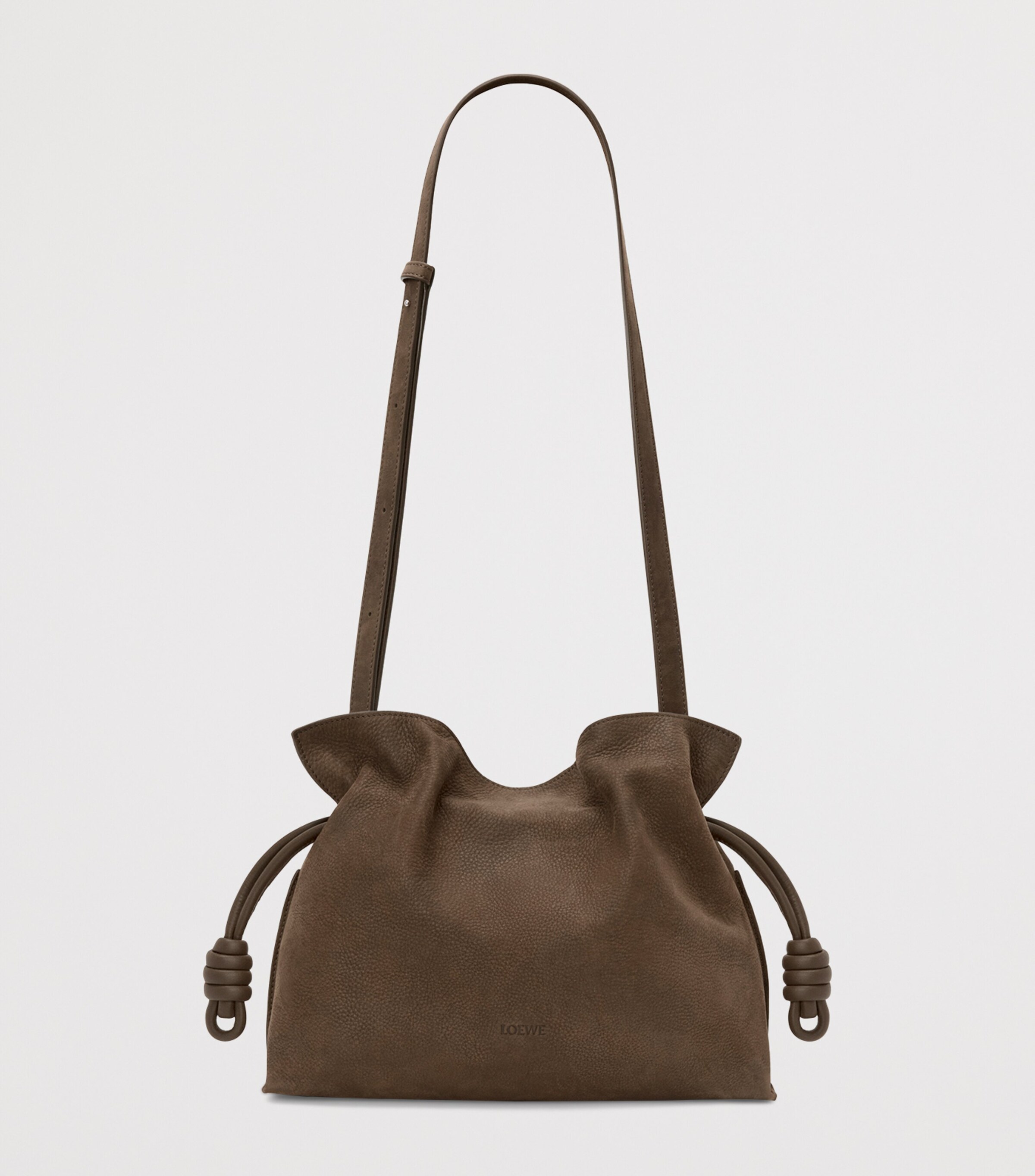 Medium Suede Flamenco Clutch Bag TUNDRA Image 6