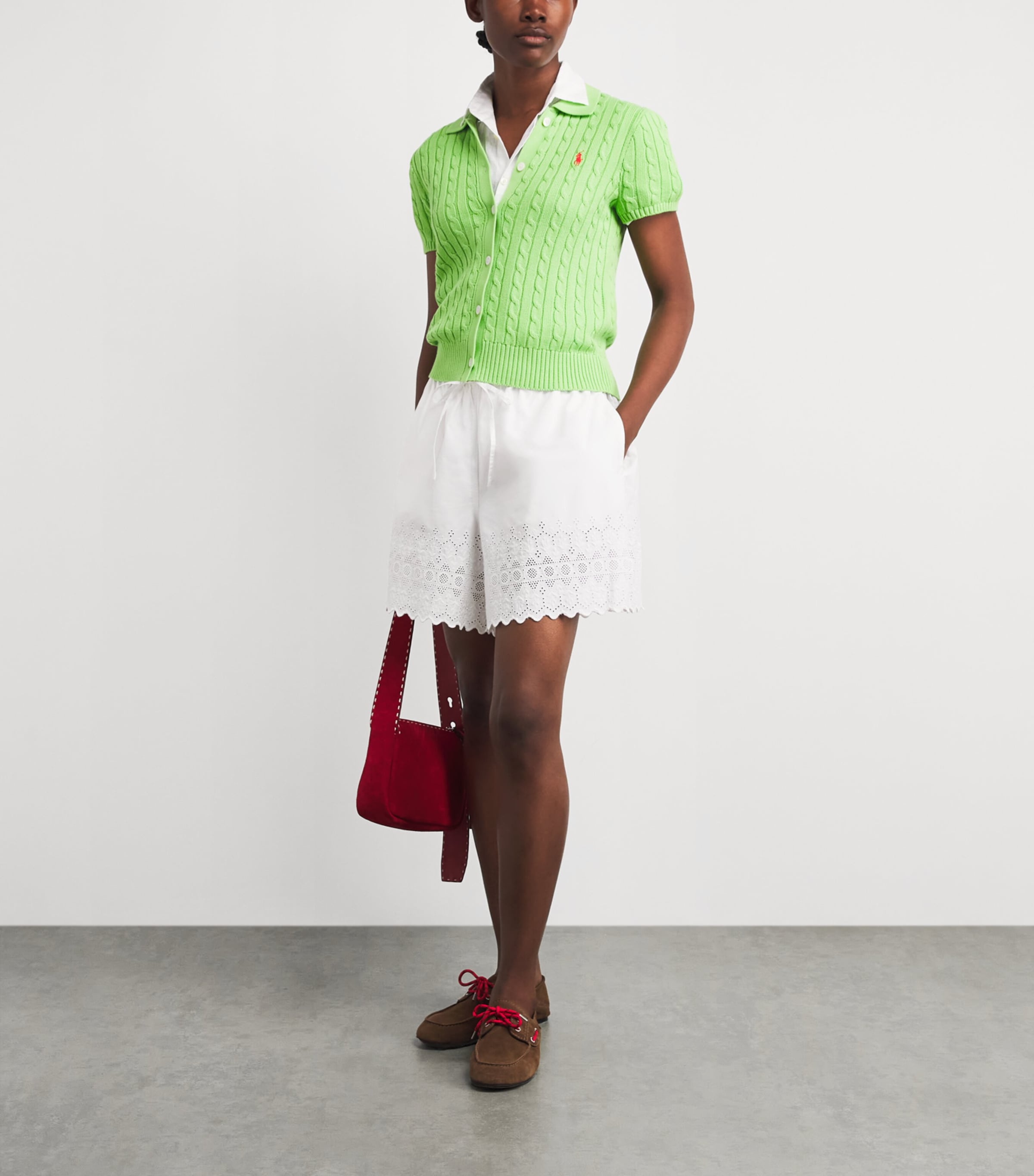 Polo Ralph Lauren Womens Cotton Broderie Anglaise Shorts White Image 2