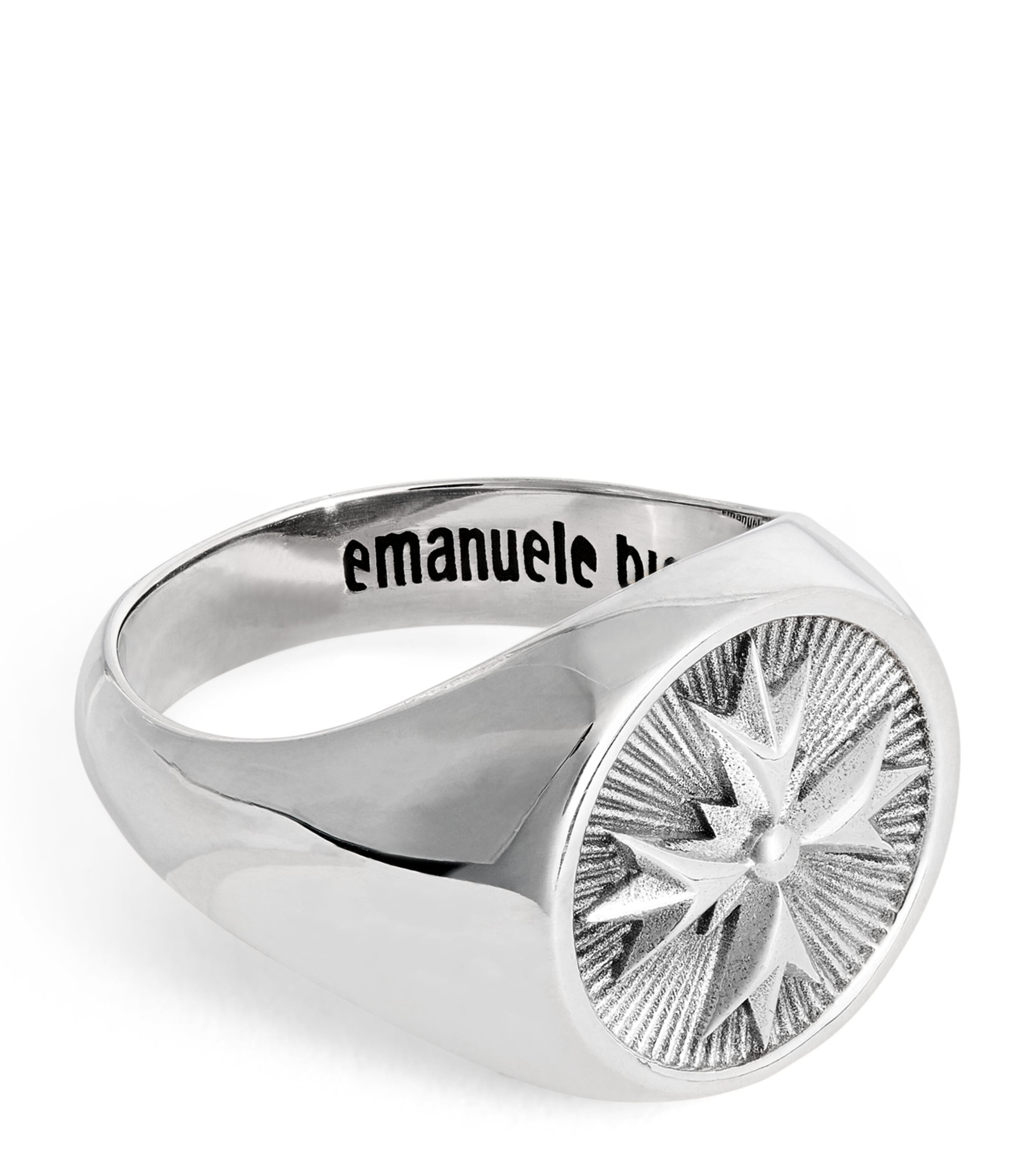 Emanuele Bicocchi Sterling Silver Crest Signet Ring | Harrods UK