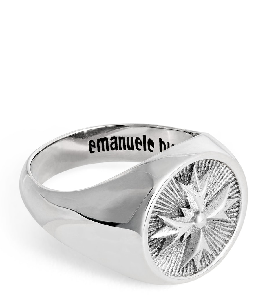 Emanuele Bicocchi Sterling Silver Crest Signet Ring Silver Image 1