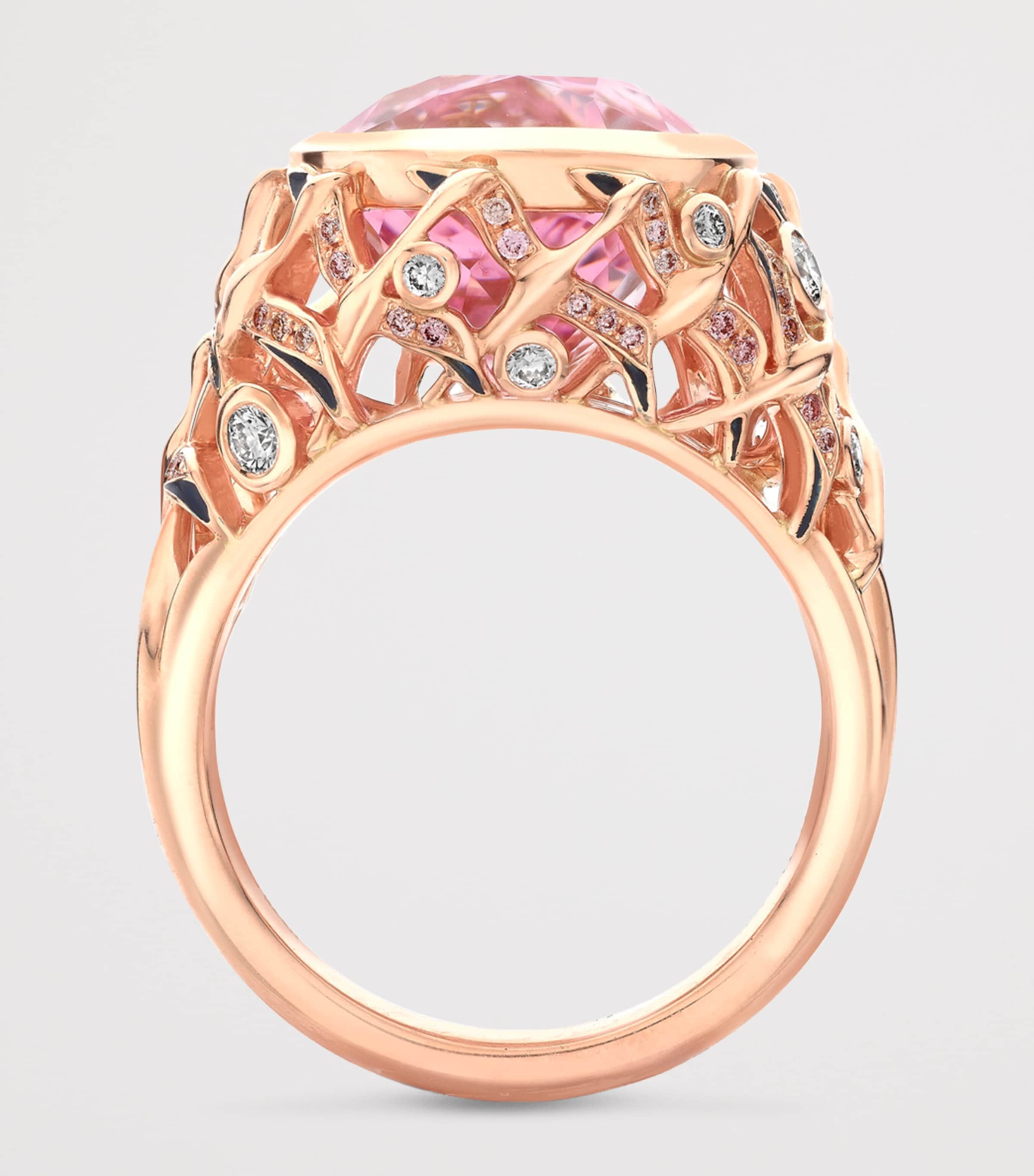 Rose Gold, Diamond and Morganite Flamingo Inside Africa Ring ROSE GOLD Image 4