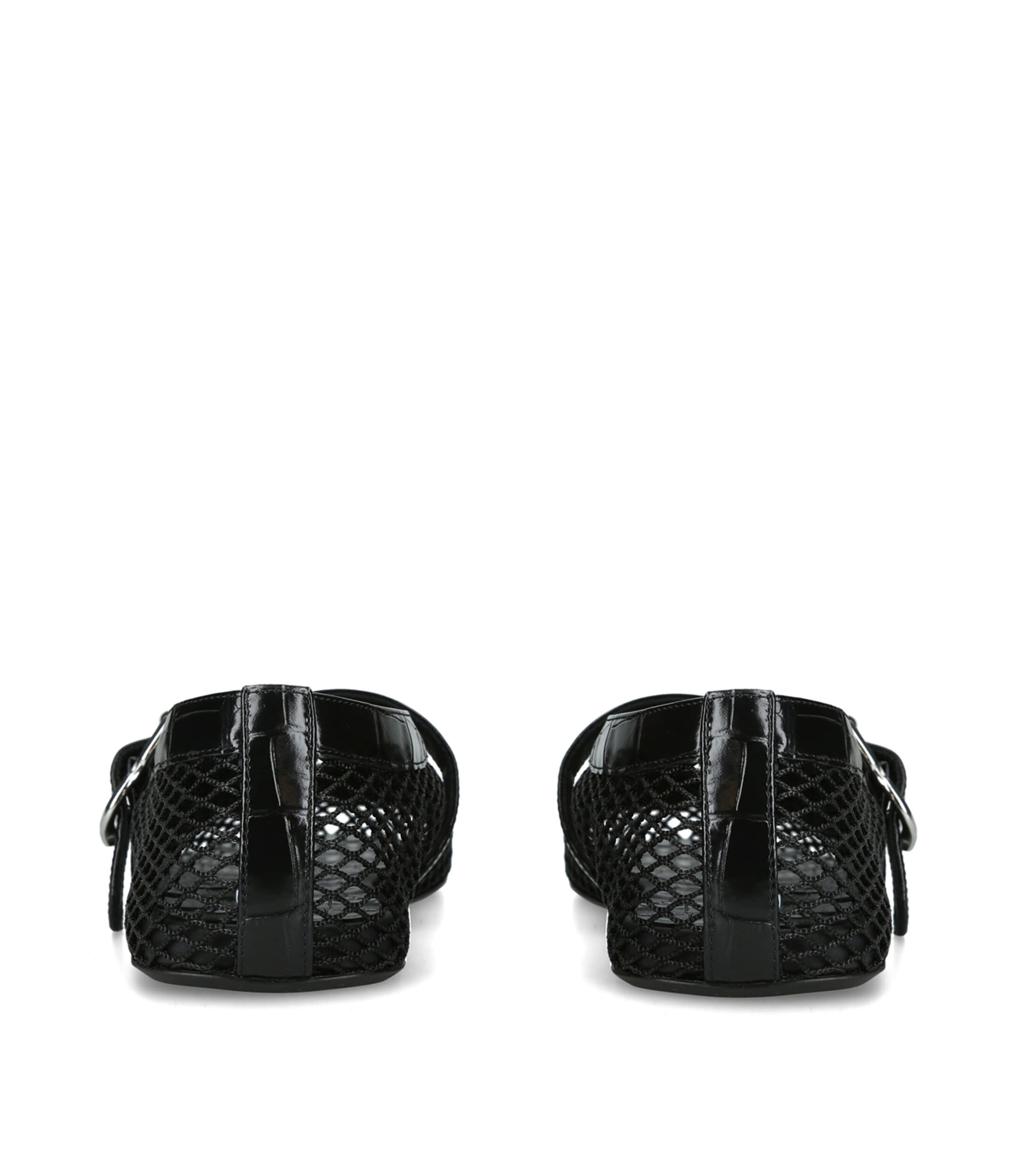 Alaïa Croc-Embossed Leather Mesh Ballet Flats Black Image 4