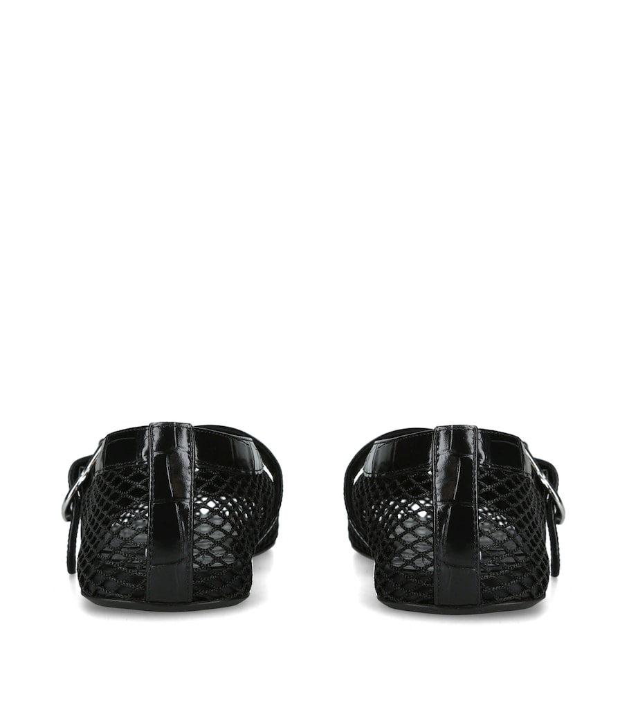 Alaïa Croc-Embossed Leather Mesh Ballet Flats Black Image 4
