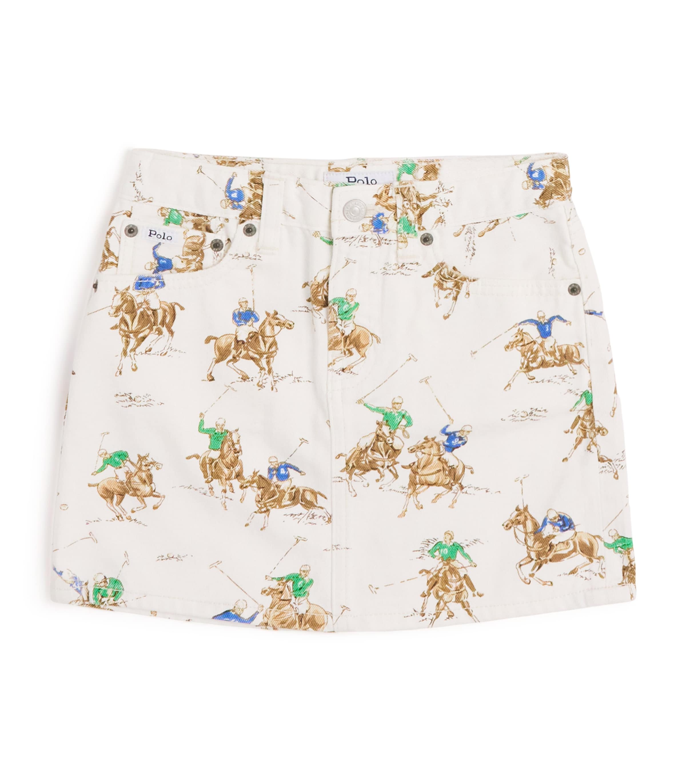Ralph Lauren Kids' Printed Denim Skirt In White