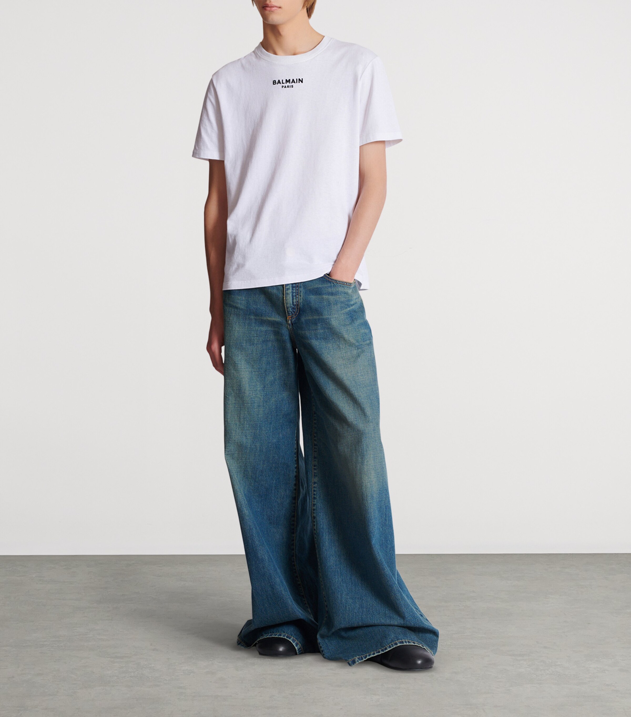 Cotton Embroidered Logo T-Shirt GAB BLANC/NOIR Image 4