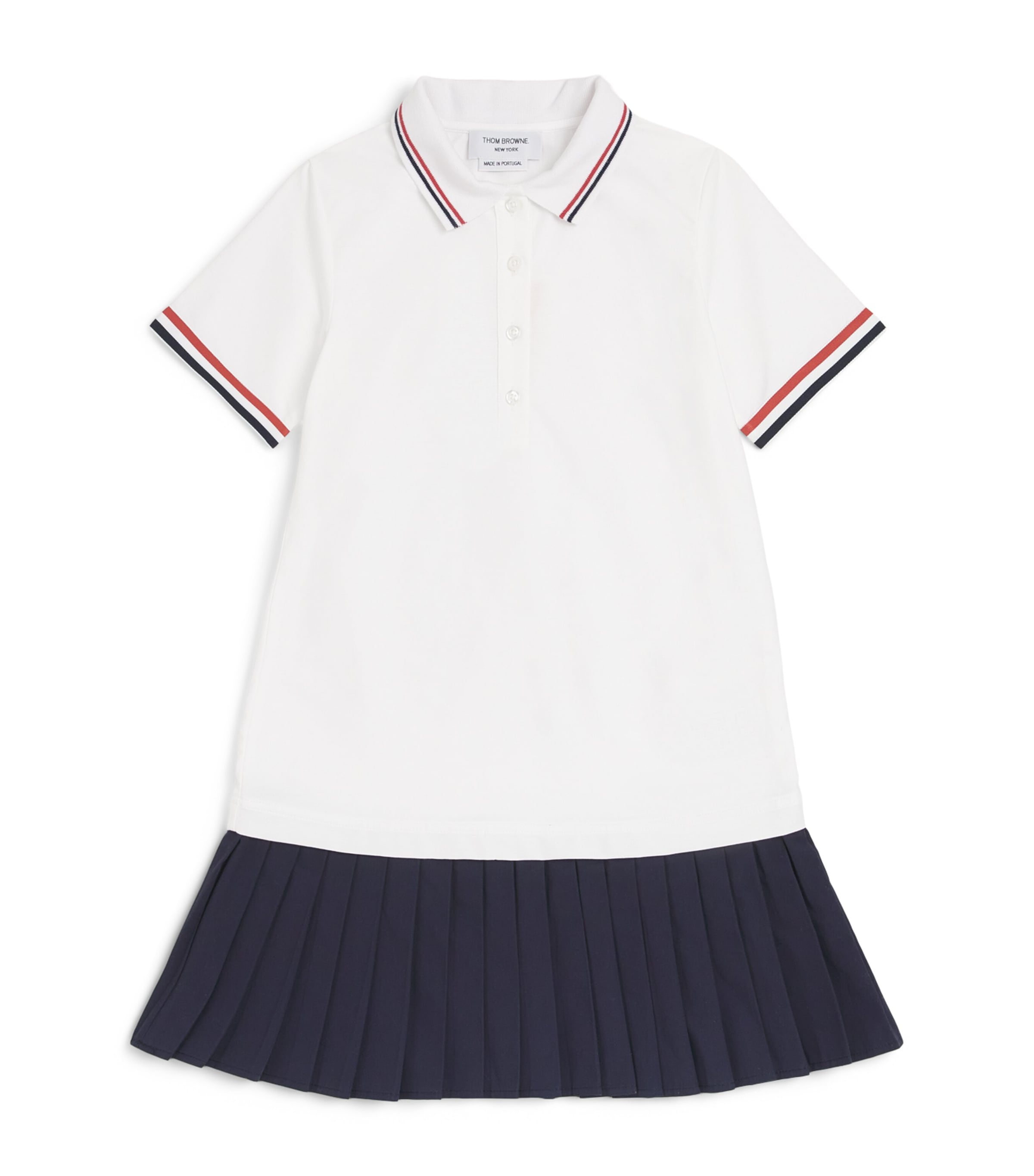 Thom Browne Kids Cotton Pleated Oxford Dress (2-12 Years) White Image 1