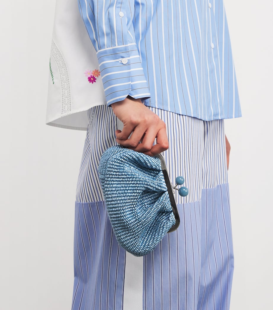 Small Raffia-Effect Pasticcino Bag LIGHT BLUE Image 5