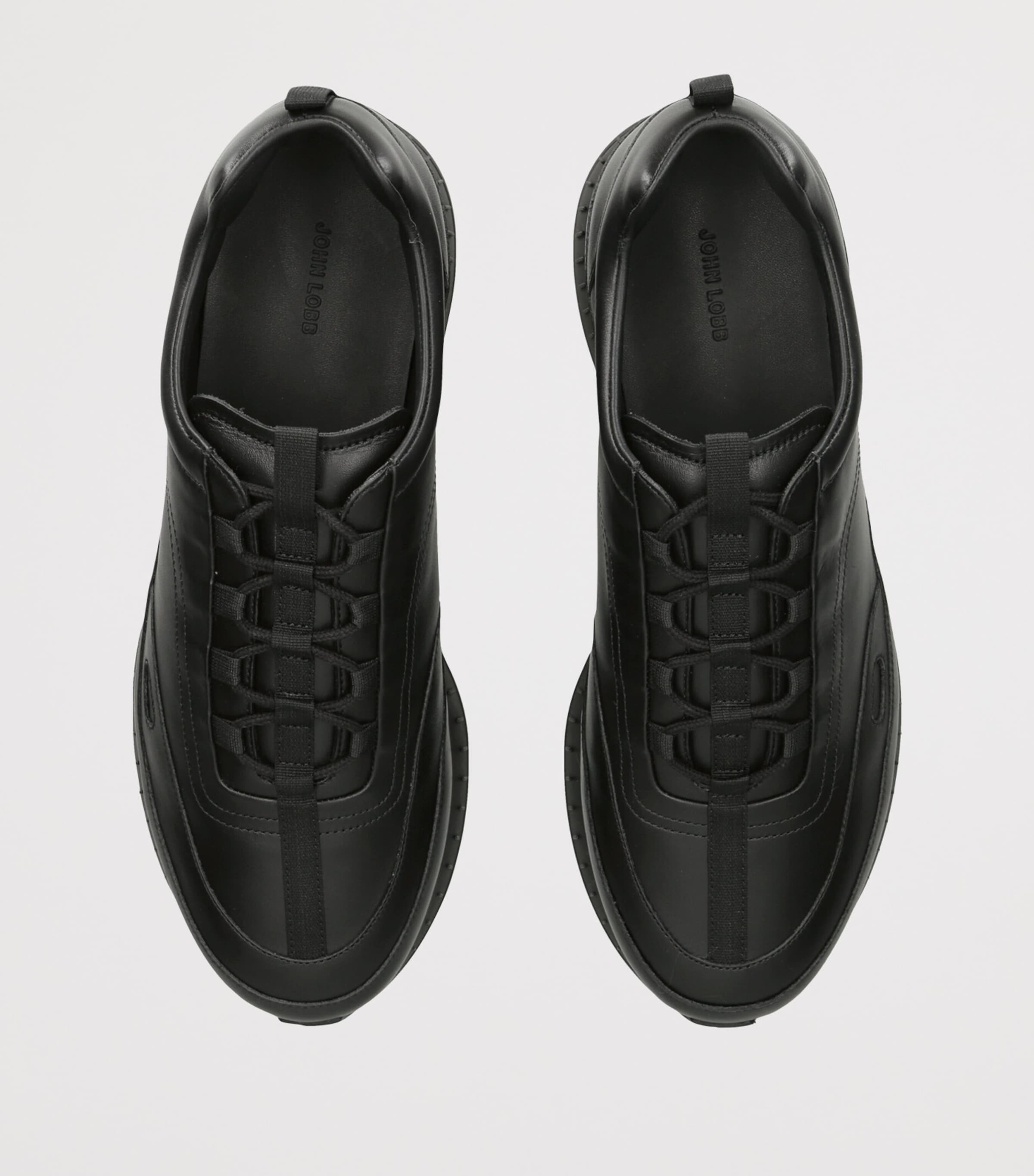 John Lobb Leather Stream Laced Sneakers Black Image 3