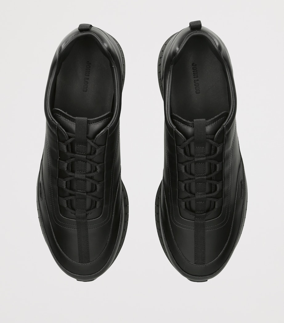 John Lobb Leather Stream Laced Sneakers Black Image 3