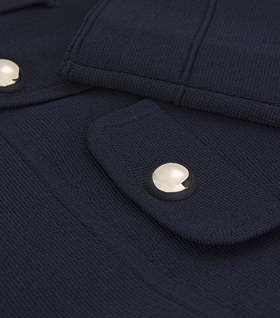 Knitted Button-Up Mini Dress NAVY BLUE Image 5