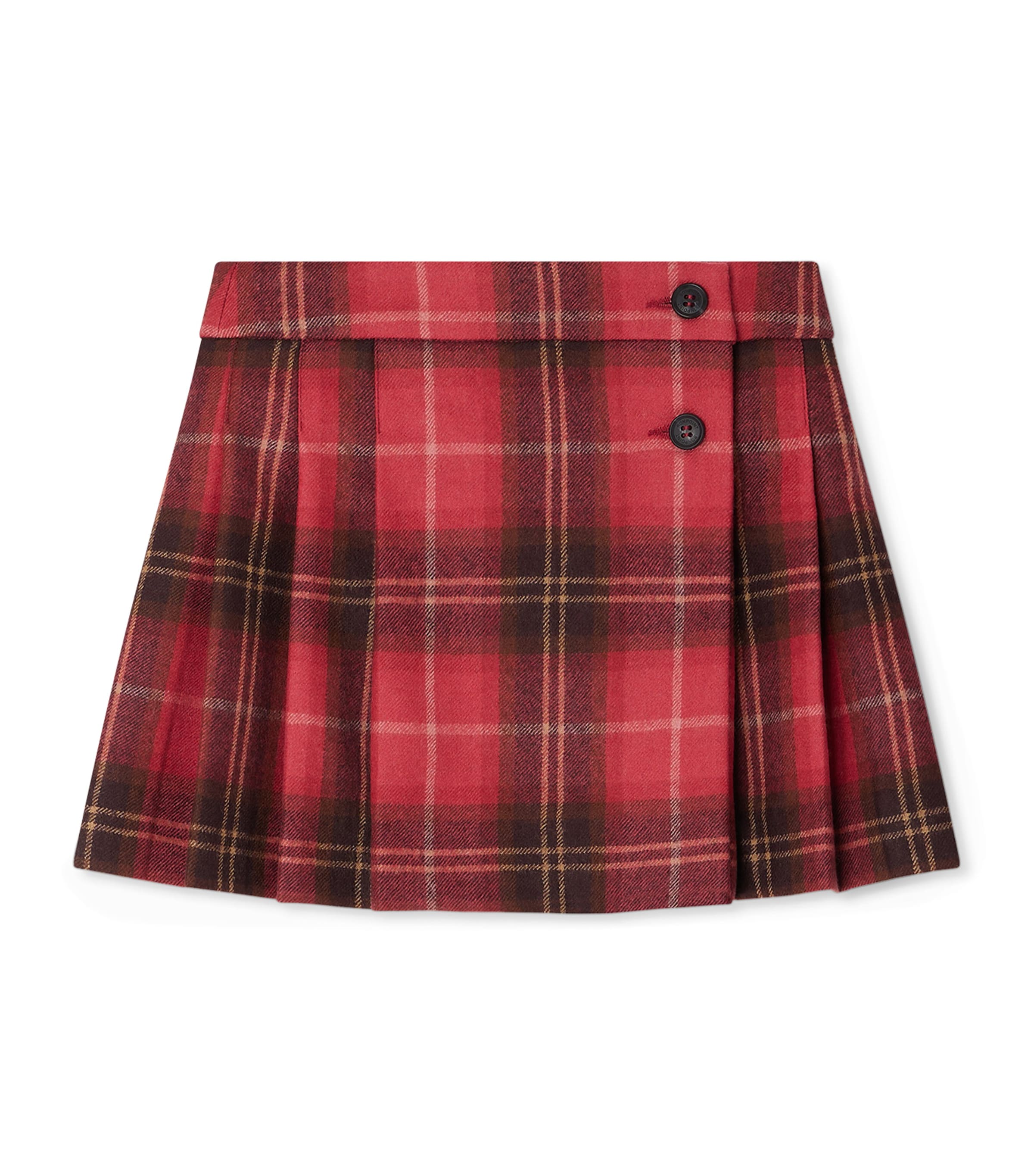 Bonpoint Pleated Plaid Skirt In Red