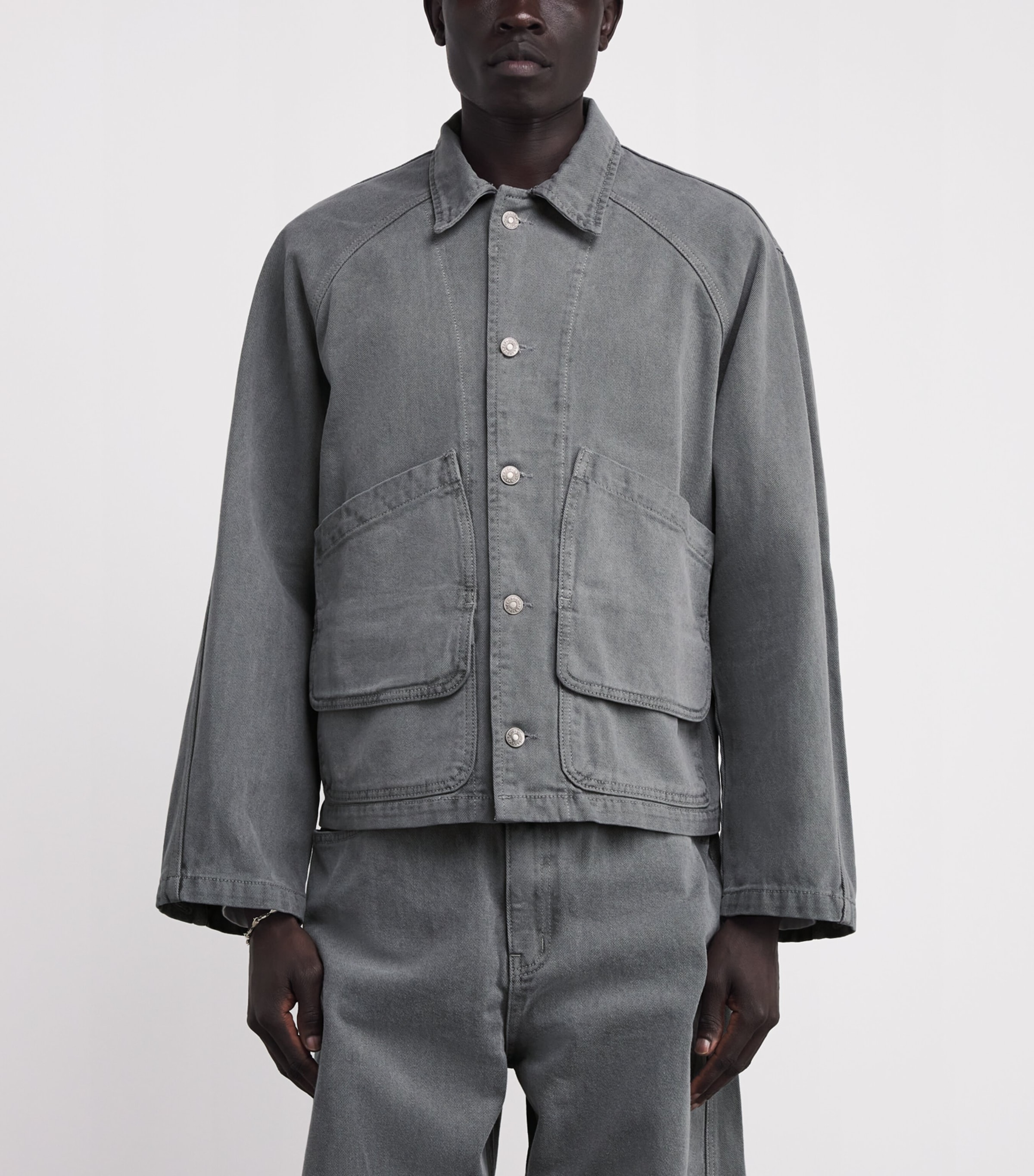 Garment-Dyed Denim Jacket GREY Image 3