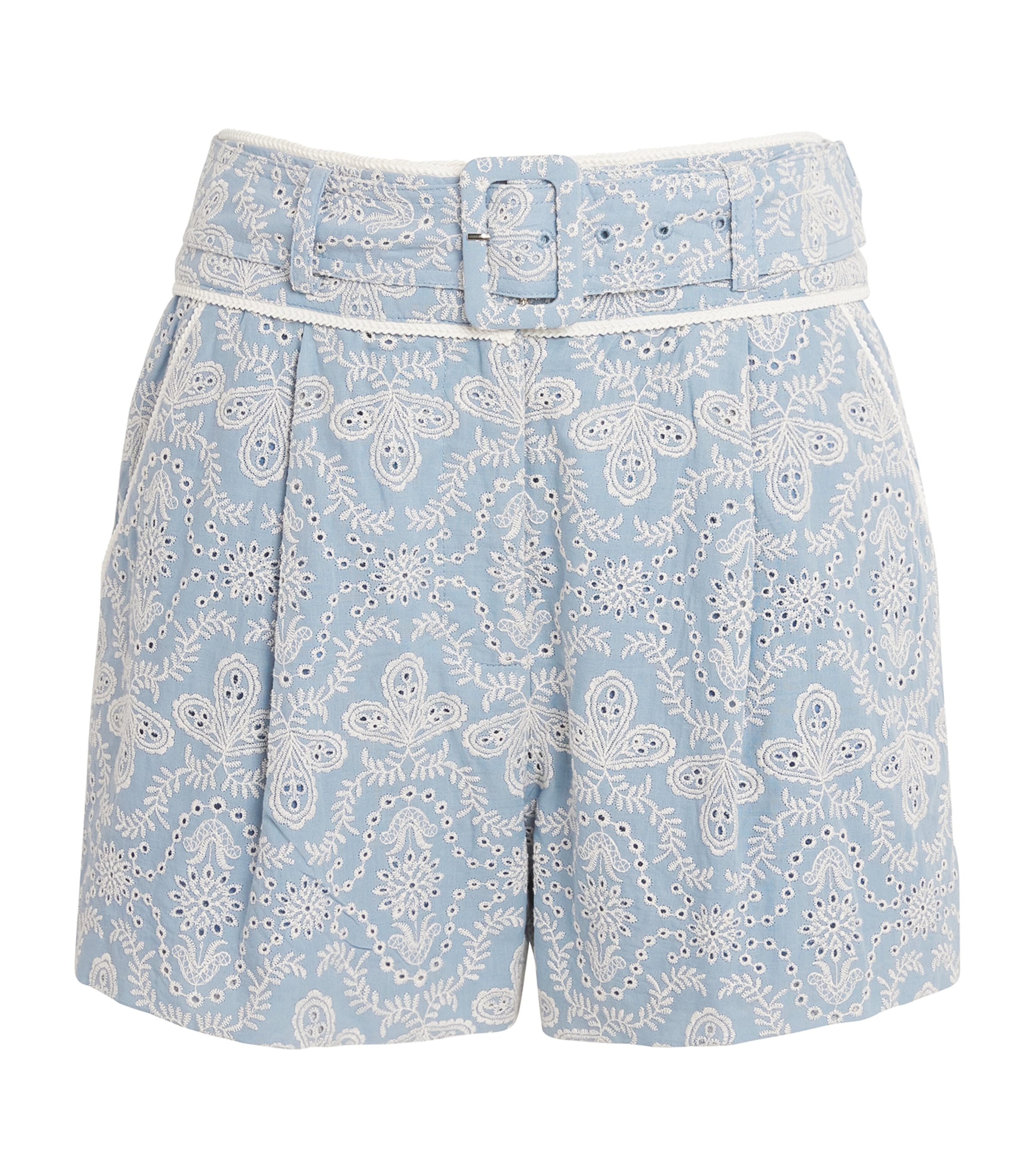 VERONICA BEARD EMBROIDERED BELTED HOBBES SHORTS