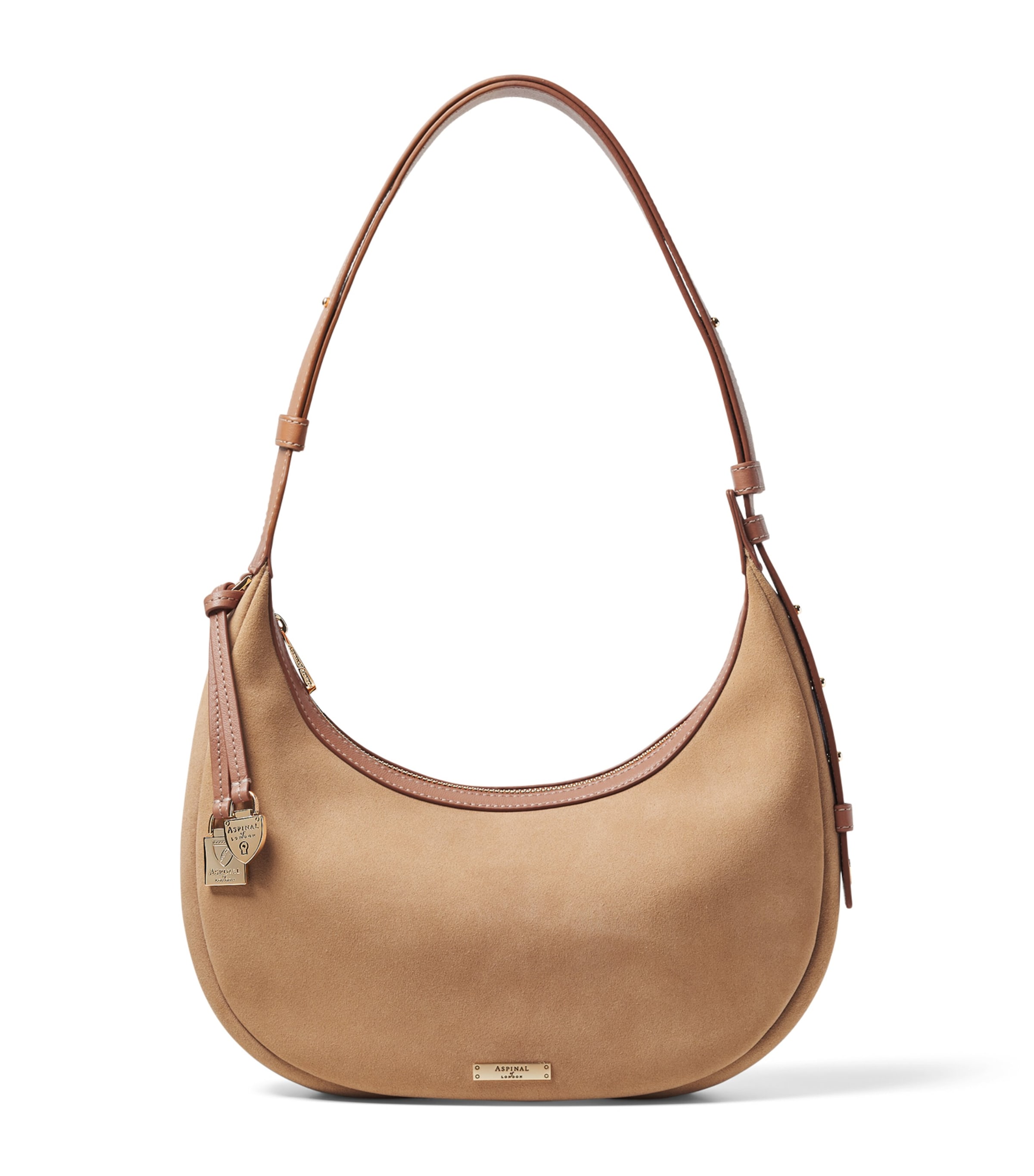 Aspinal Of London Small Leather Soho Crescent Shoulder Bag Naturaltan Image 1