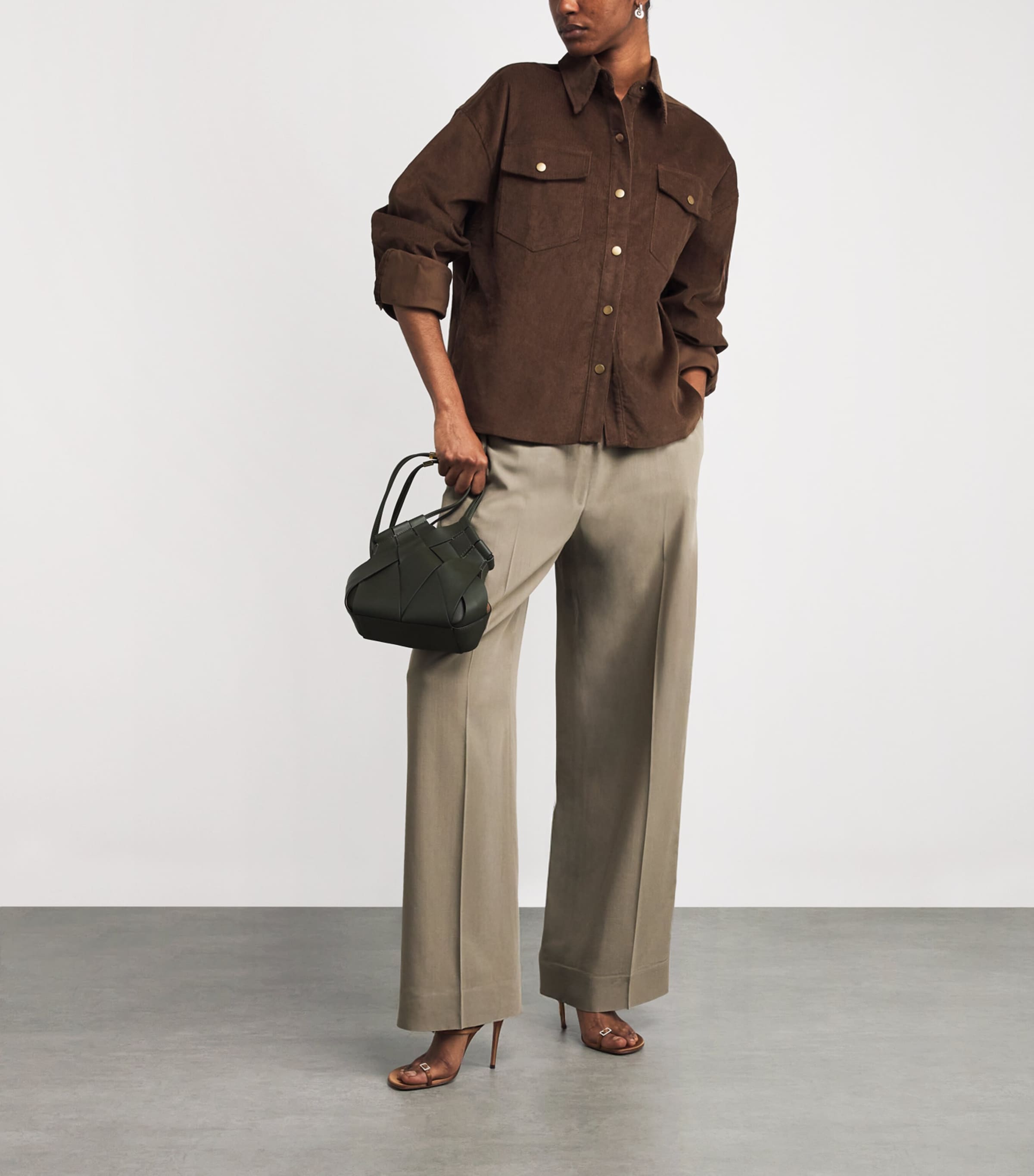 Satin Heeled Sandals 105 DARK BROWN Image 5