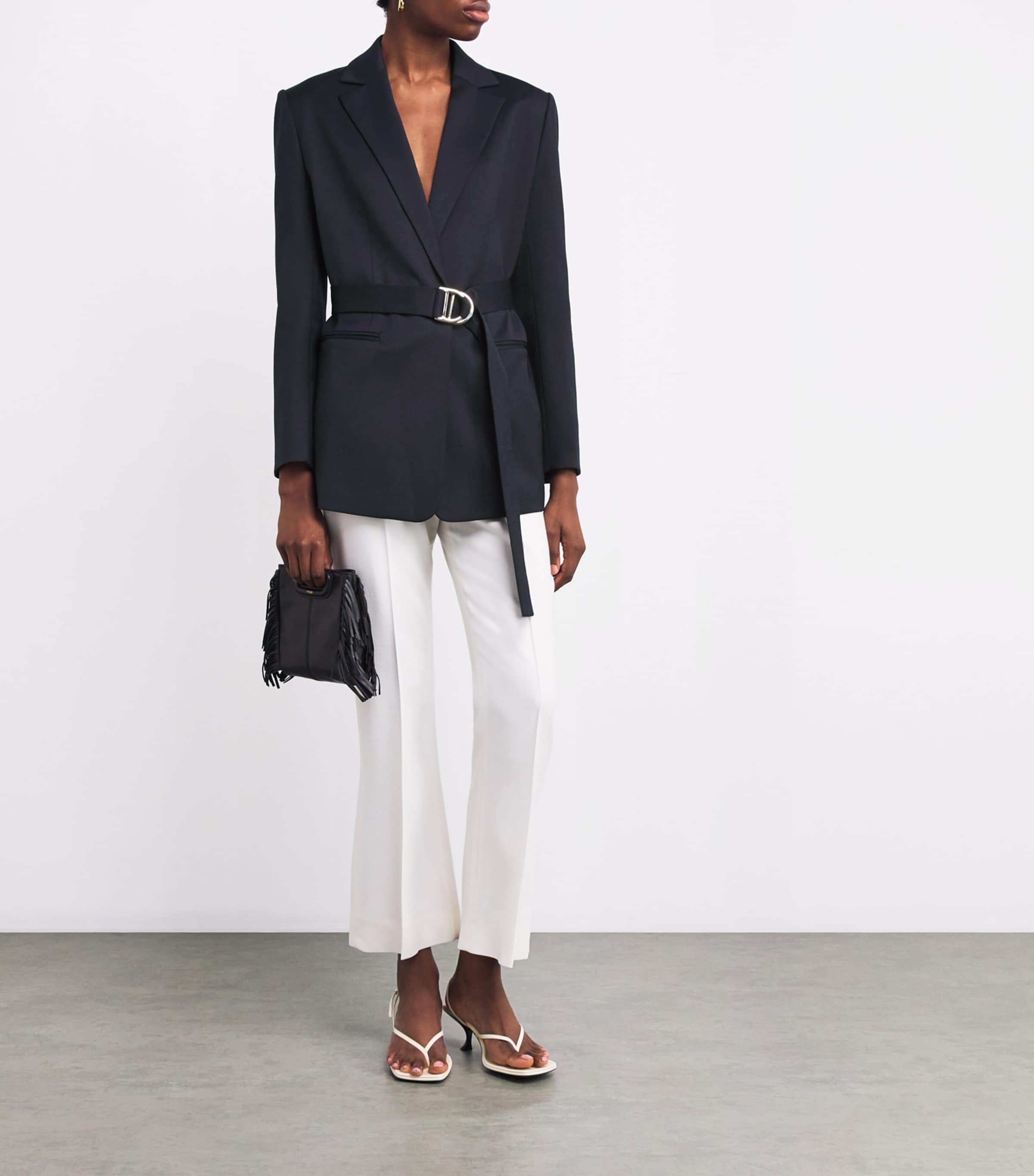 Pleated Belted Blazer NAVY Image 2