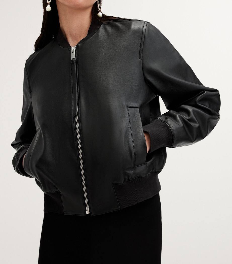 Leather Orten Bomber Jacket BLACK Image 8