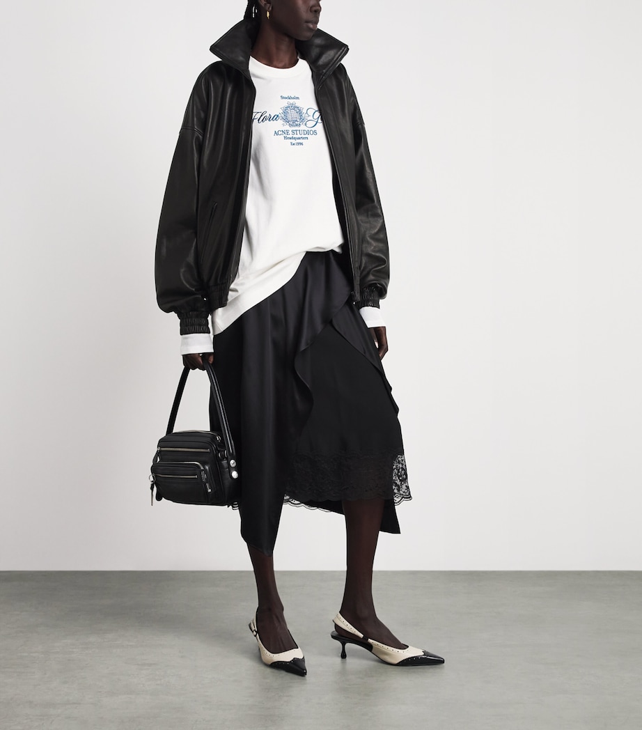Acne Studios Womens Leather Bomber Jacket Black Image 2