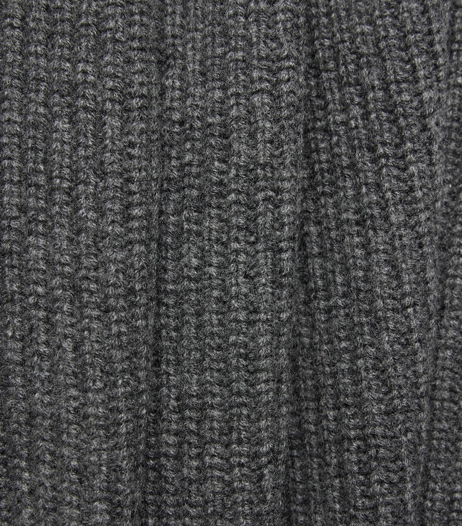 Yves Salomon Mens Wool-Cashmere Ribbed High-Neck Cardigan Image 6
