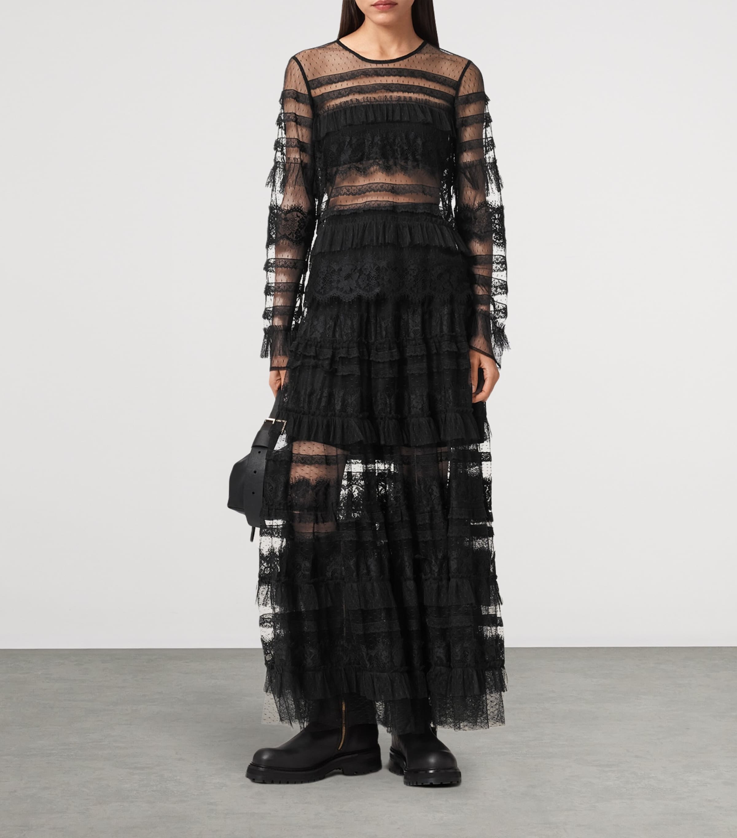 AllSaints Womens Tulle Arlea Skirt Black Image 4