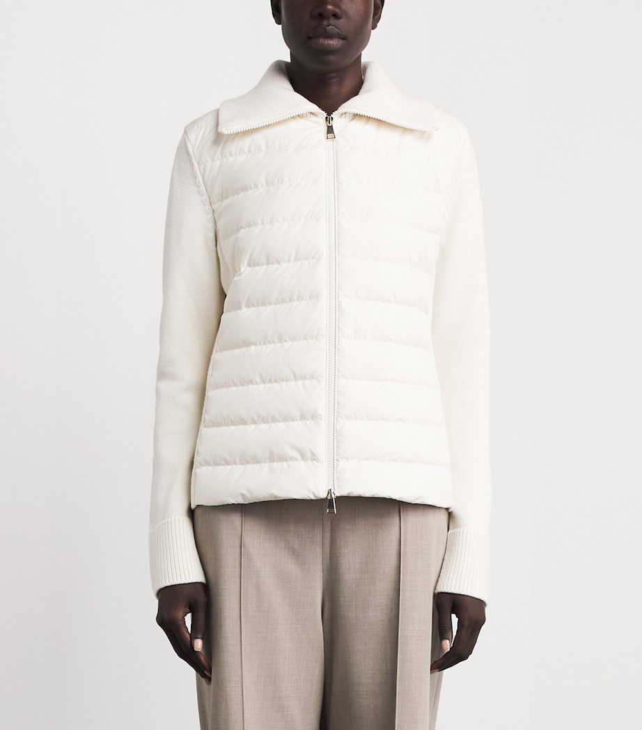 Moncler Womens Virgin Wool Padded Quilted Cardigan Image 4