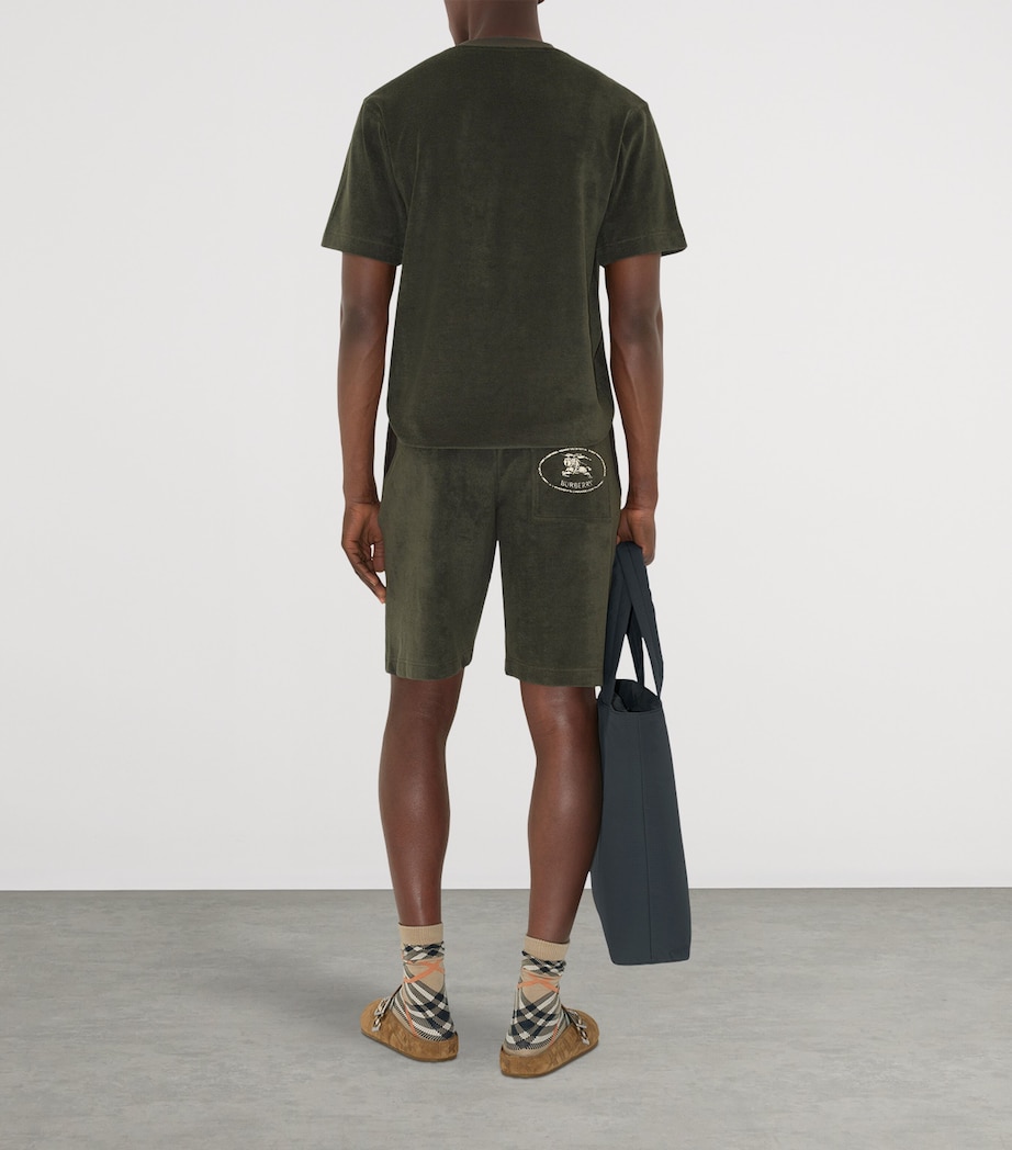 Cotton-Blend Towelling Logo Shorts SHALE Image 4