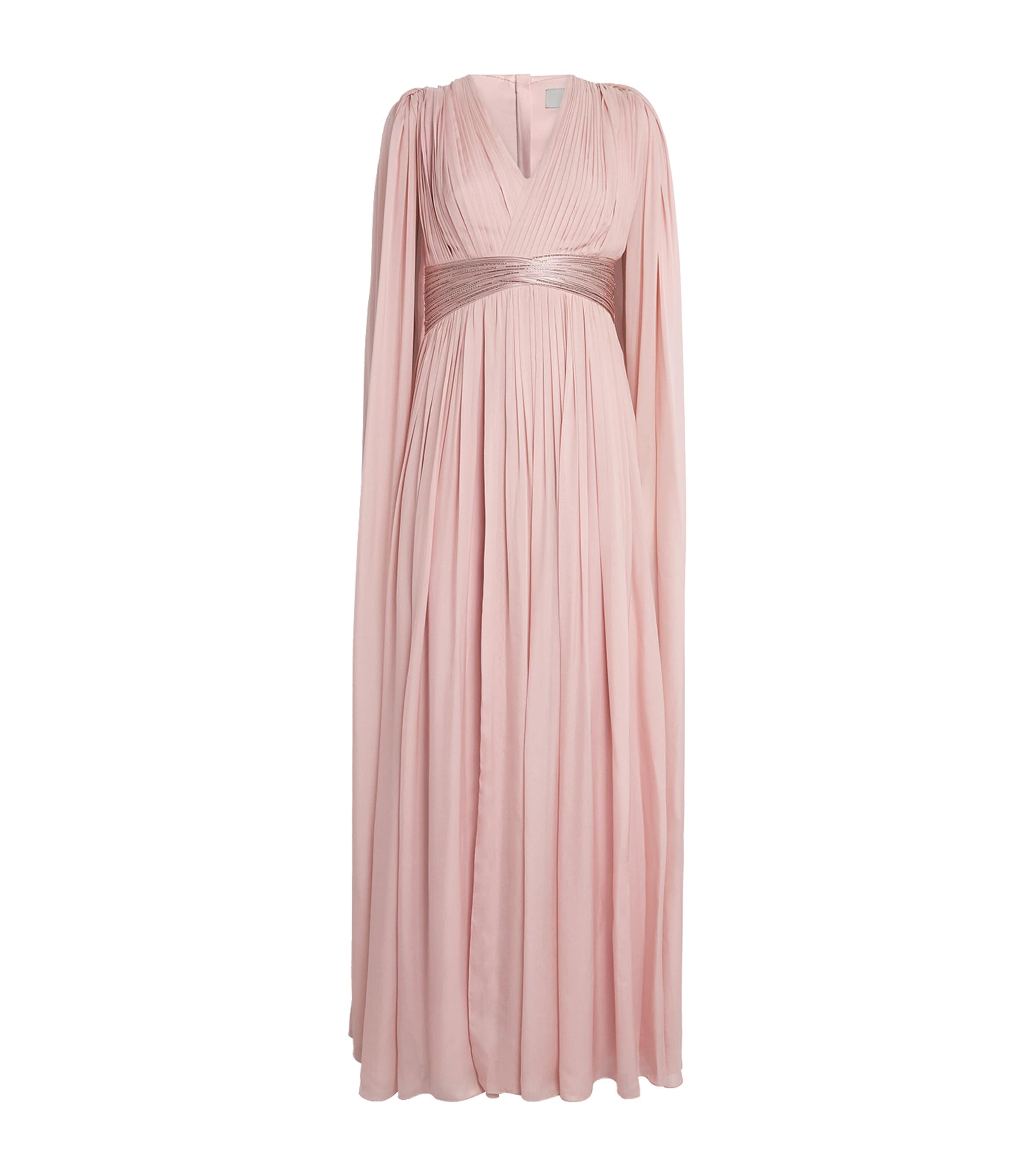 Gaurav Gupta Silk Chiffon Cape Roz Gown In Pink