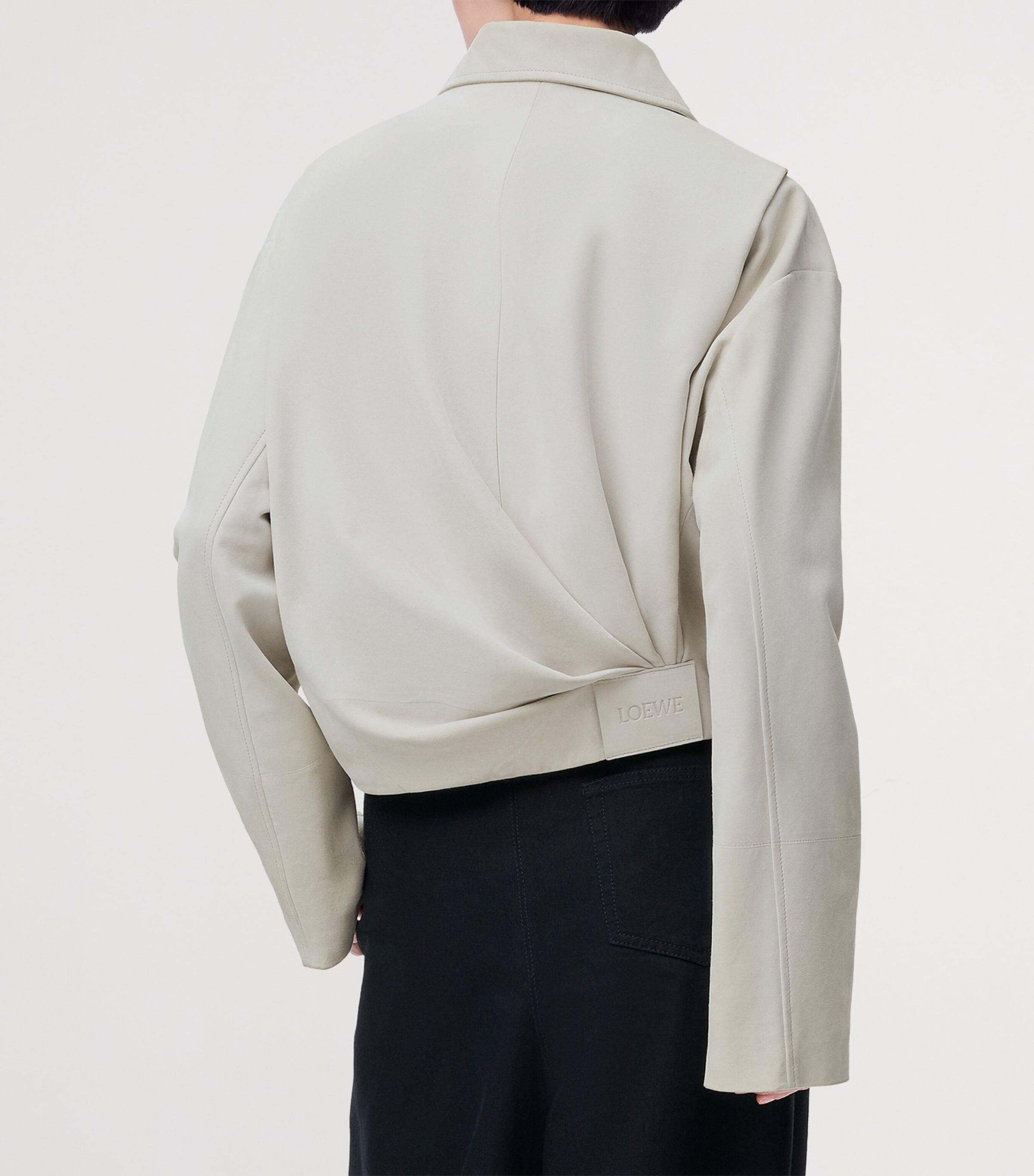 Draped Suede Jacket LIGHT GREY Image 4