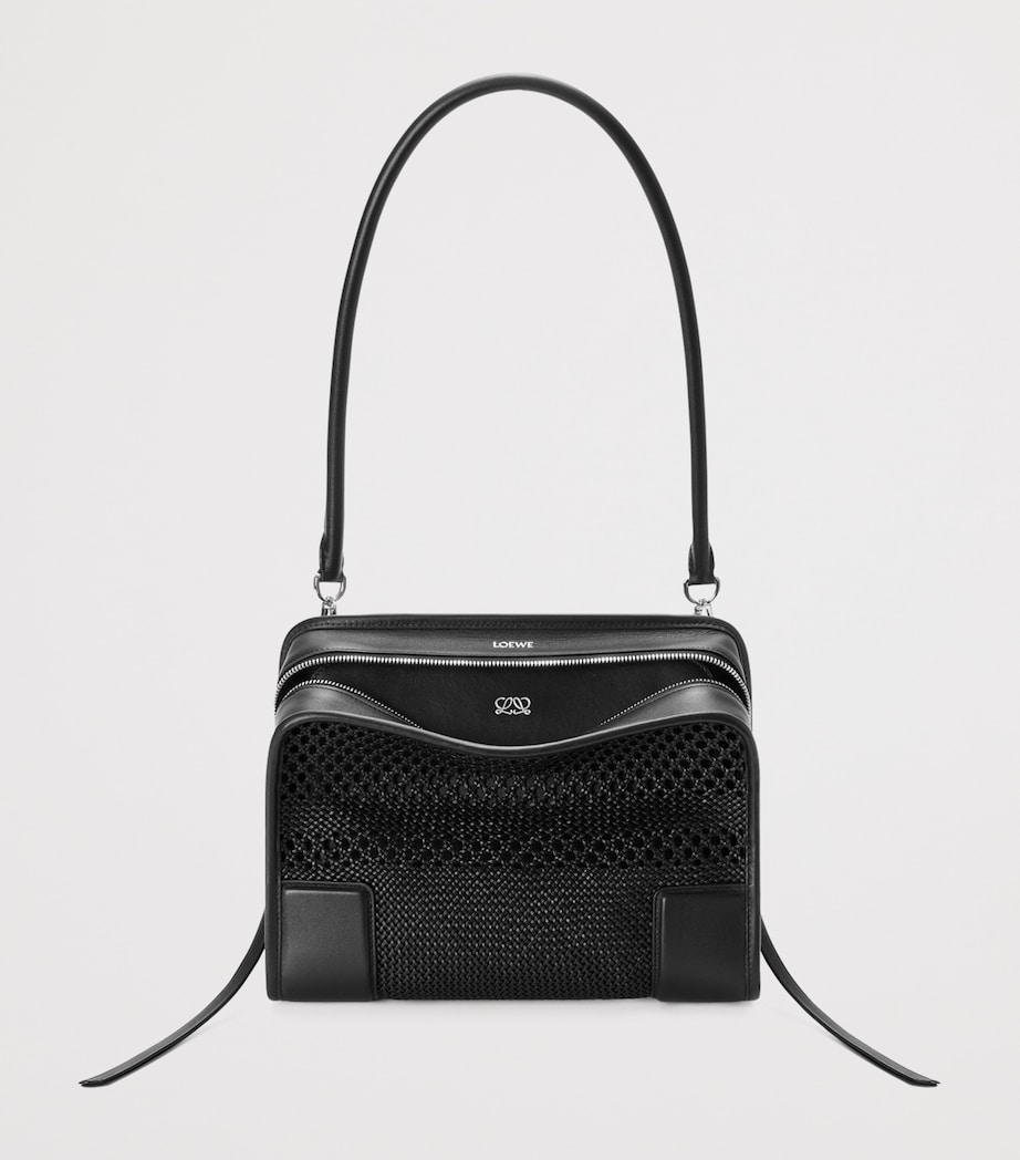 LOEWE Medium Woven Leather Amazona 180 Top-Handle Bag Black Image 6