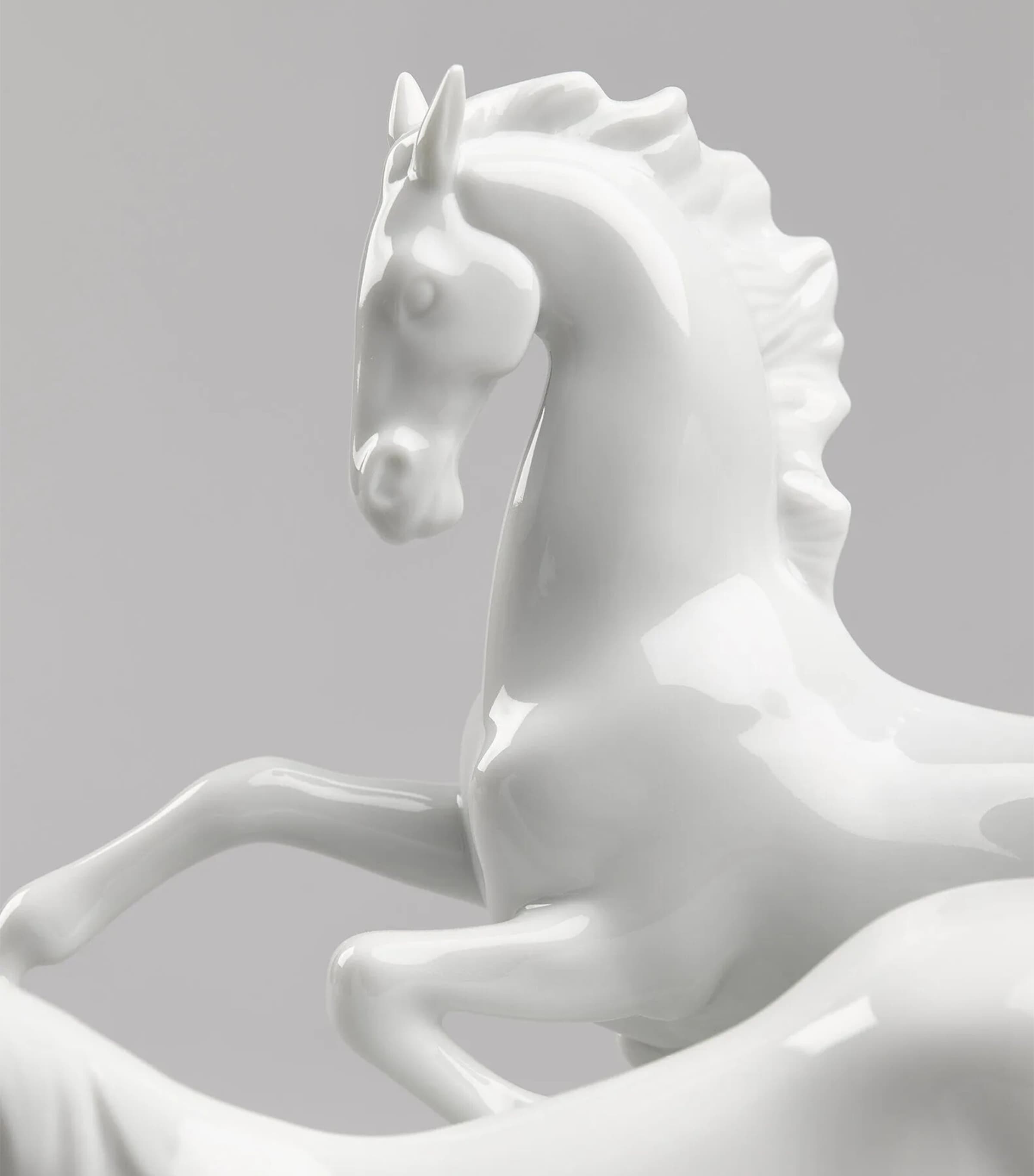 Lladró Porcelain Horses Galloping Figurine White Image 3